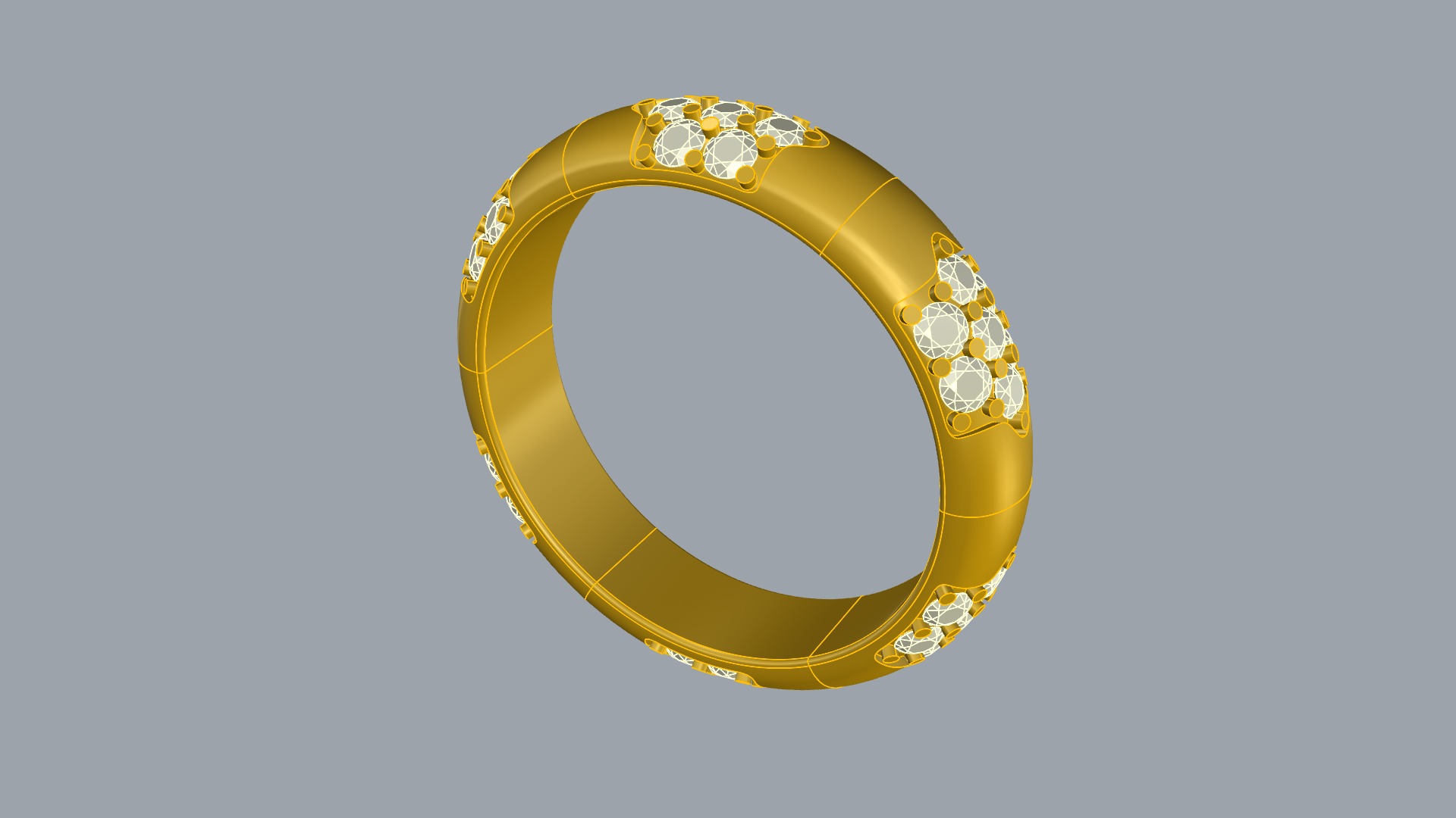 Radiant Cluster Gem Ring JDBCo 3D print model_7
