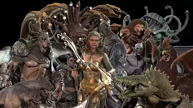 A huge collection of mythical creatures 