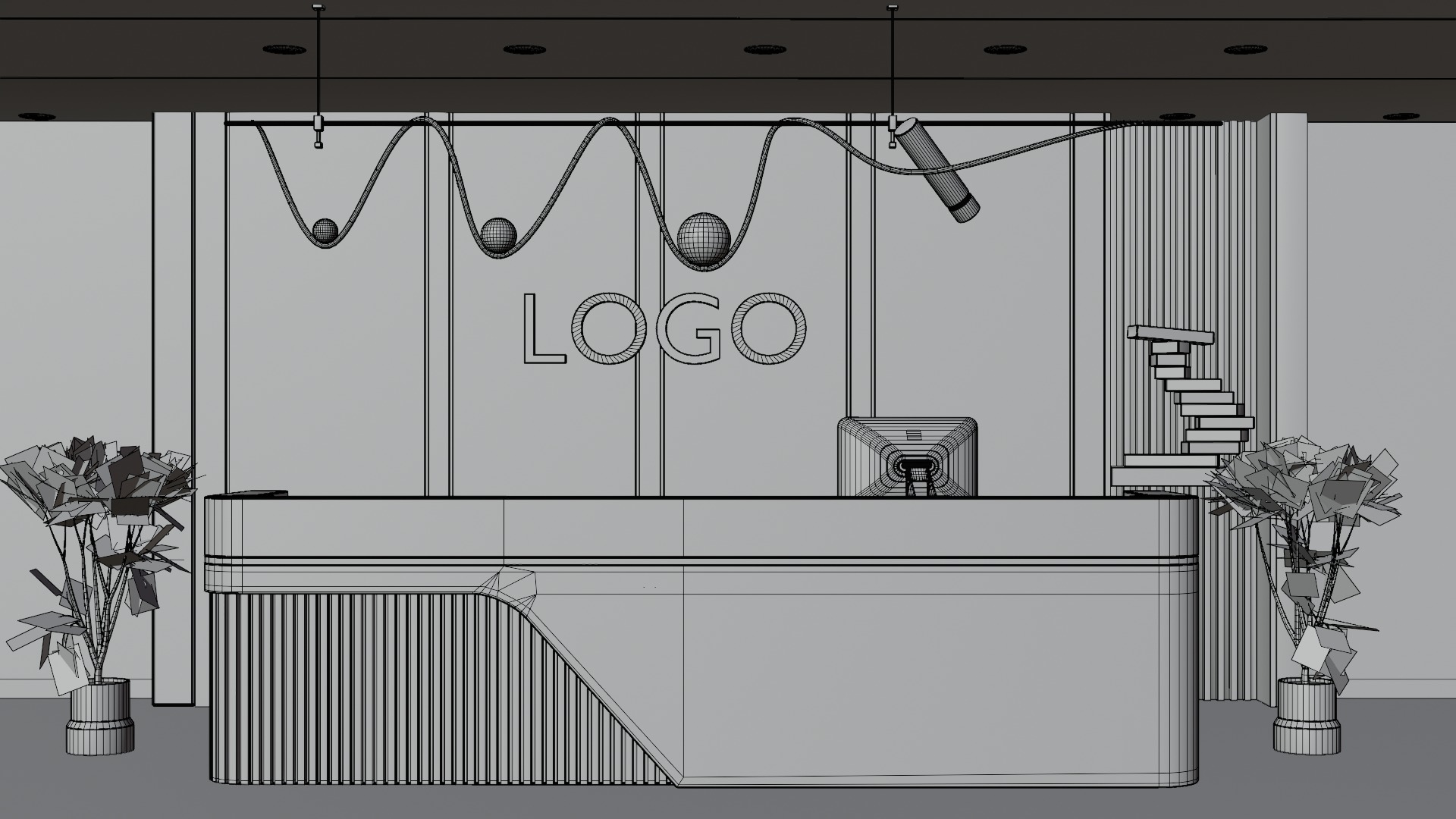 Reception Desk 3D model_9