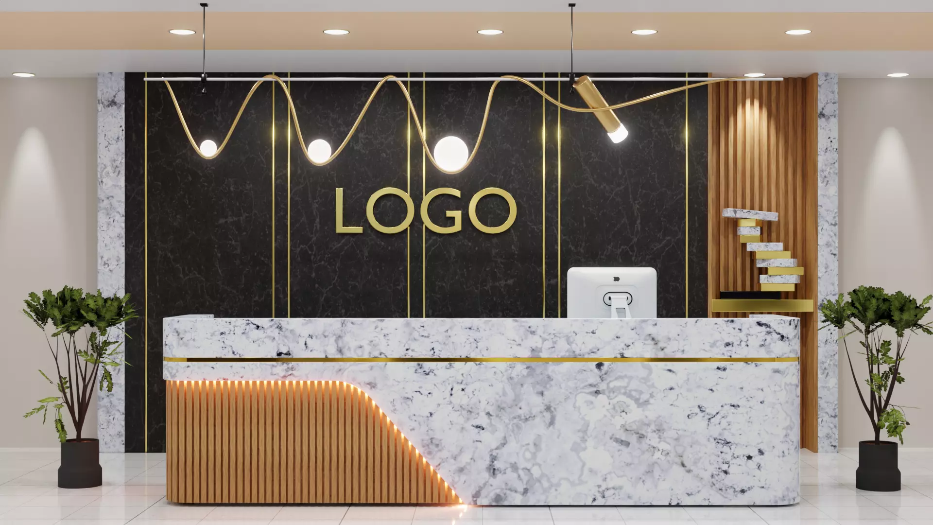 Reception Desk 3D model_0