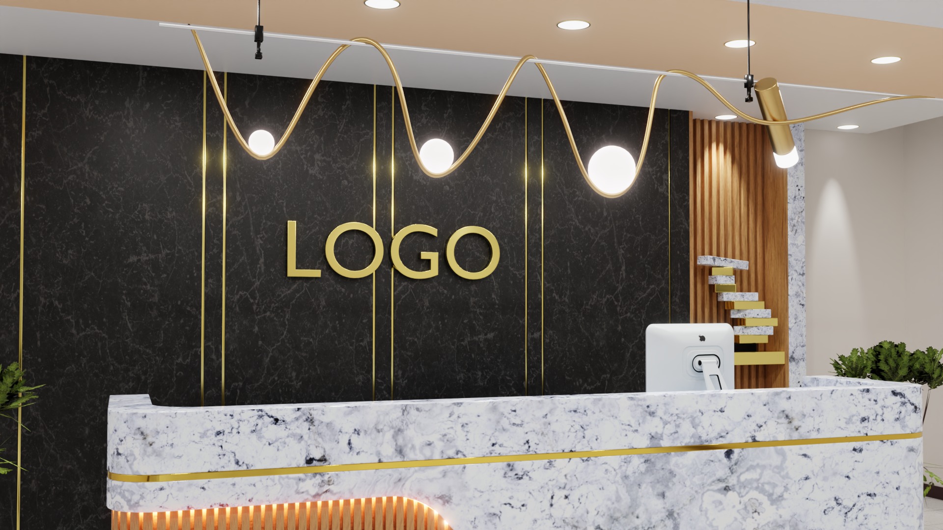 Reception Desk 3D model_2