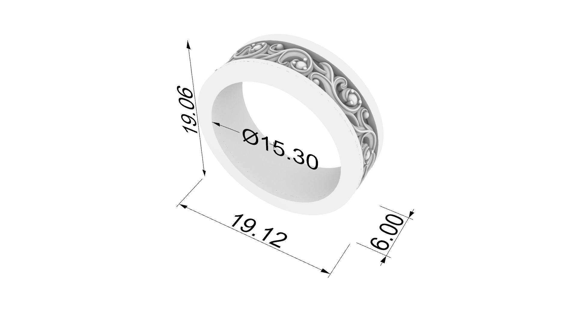 Ornate Scrollwork Band Ring JDBCo 3D print model_1