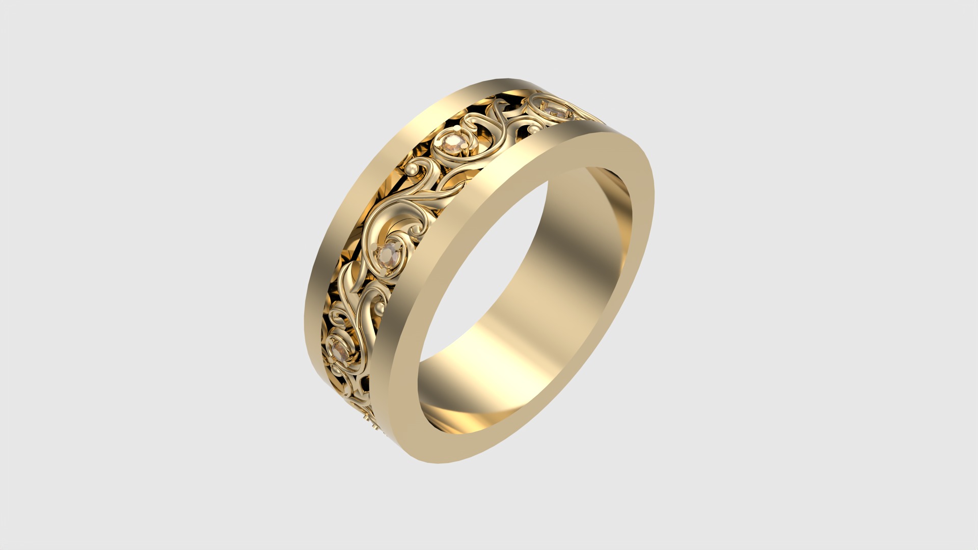 Ornate Scrollwork Band Ring JDBCo 3D print model_25
