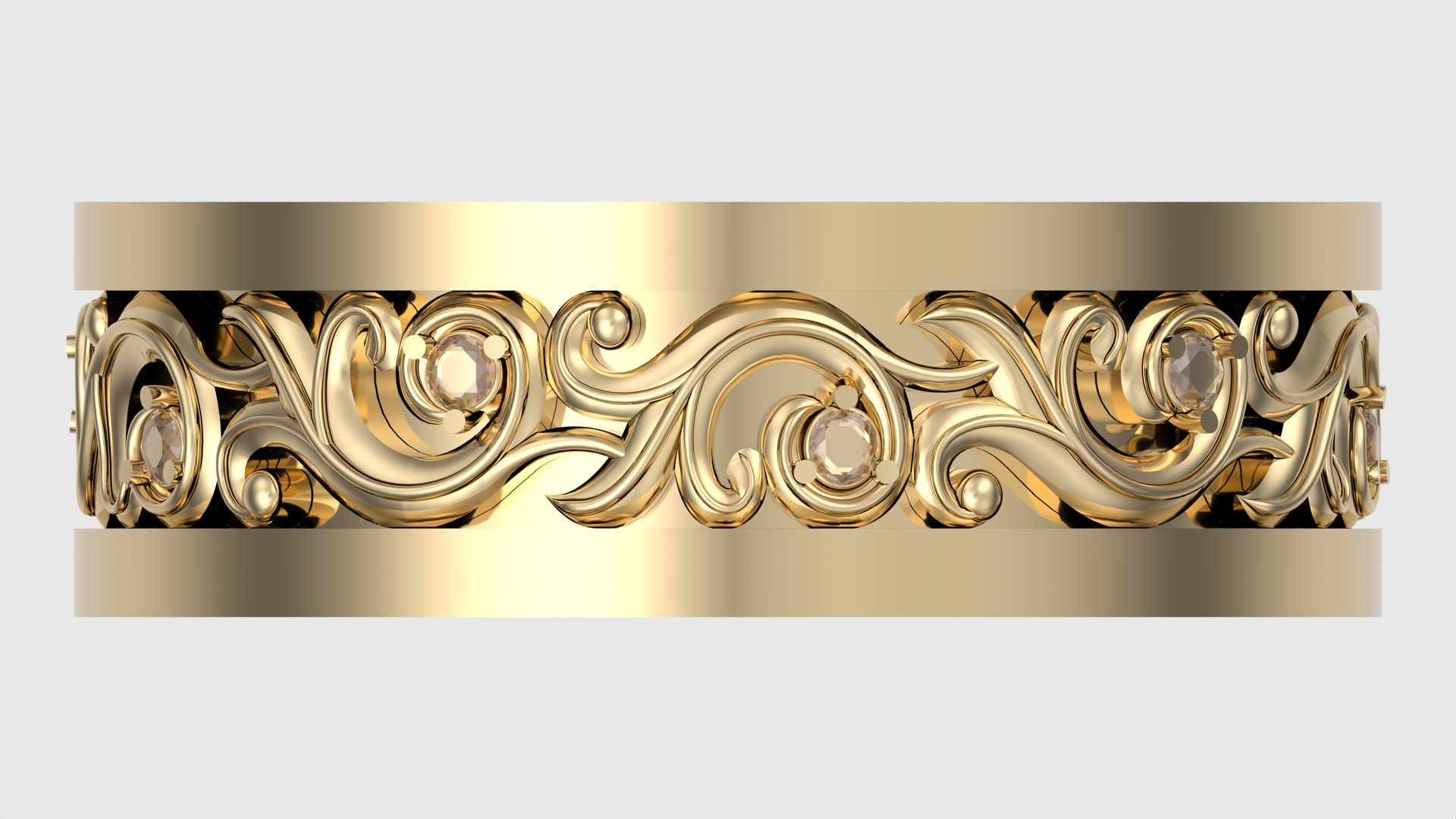 Ornate Scrollwork Band Ring JDBCo 3D print model_6