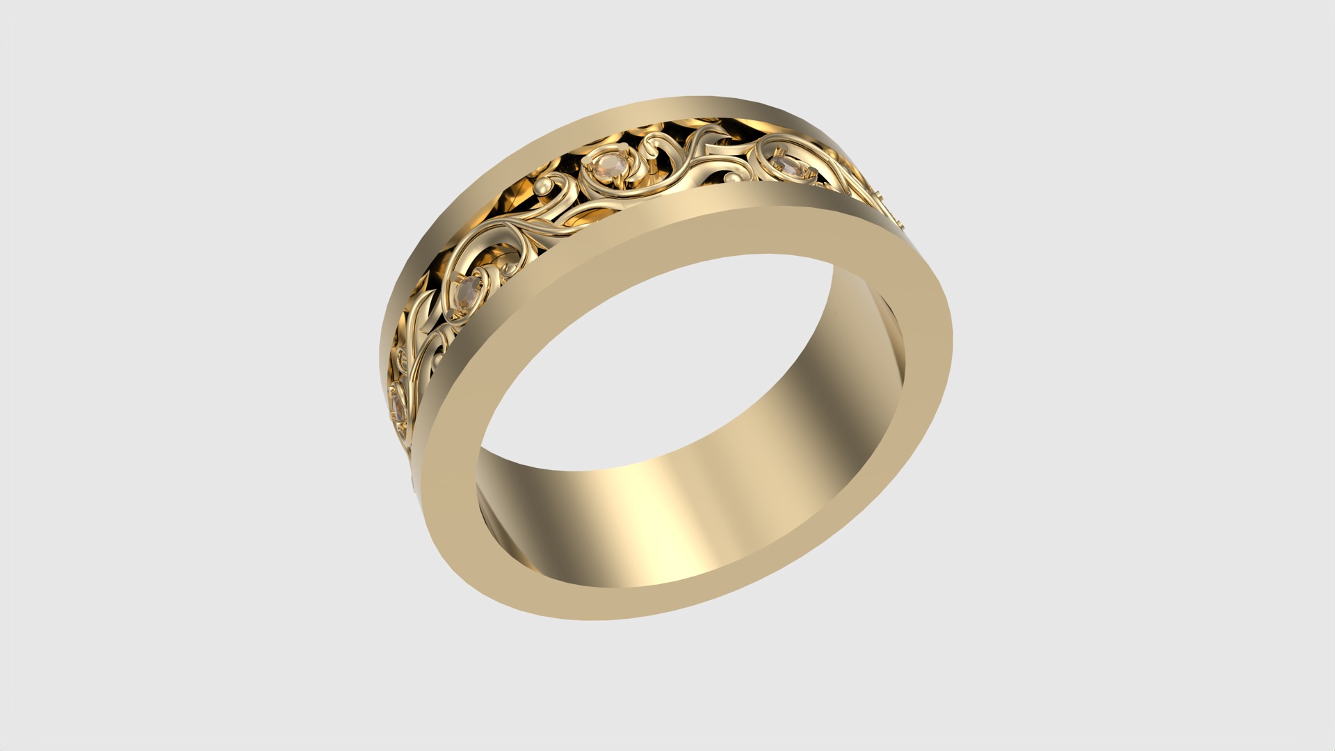 Ornate Scrollwork Band Ring JDBCo 3D print model_24