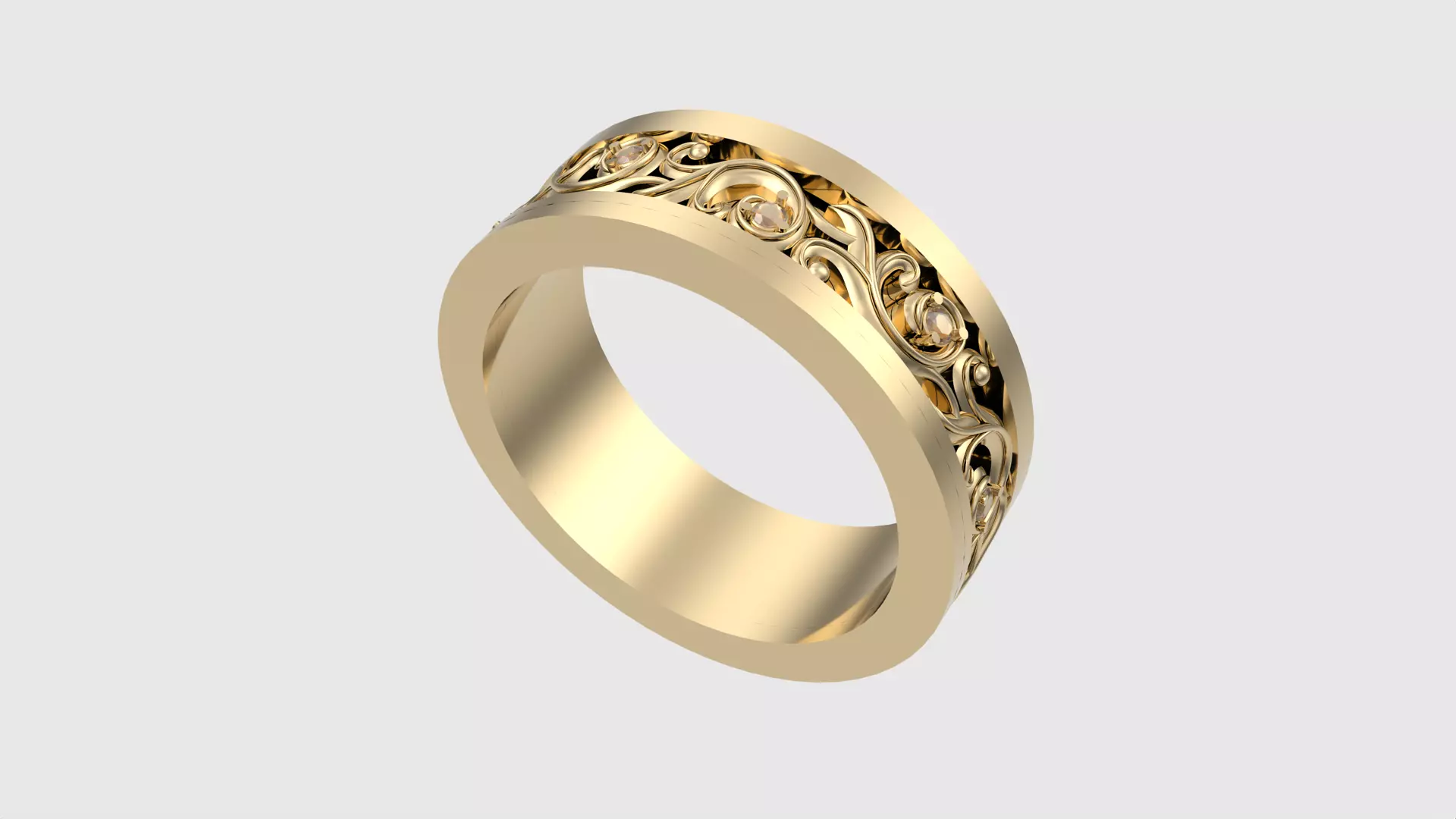 Ornate Scrollwork Band Ring JDBCo 3D print model_0