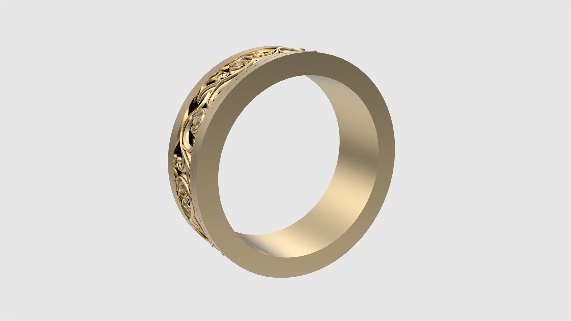 Ornate Scrollwork Band Ring JDBCo 3D print model_3
