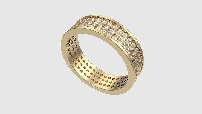 Three-Row Pave Set Ring JDBCo 3D print model