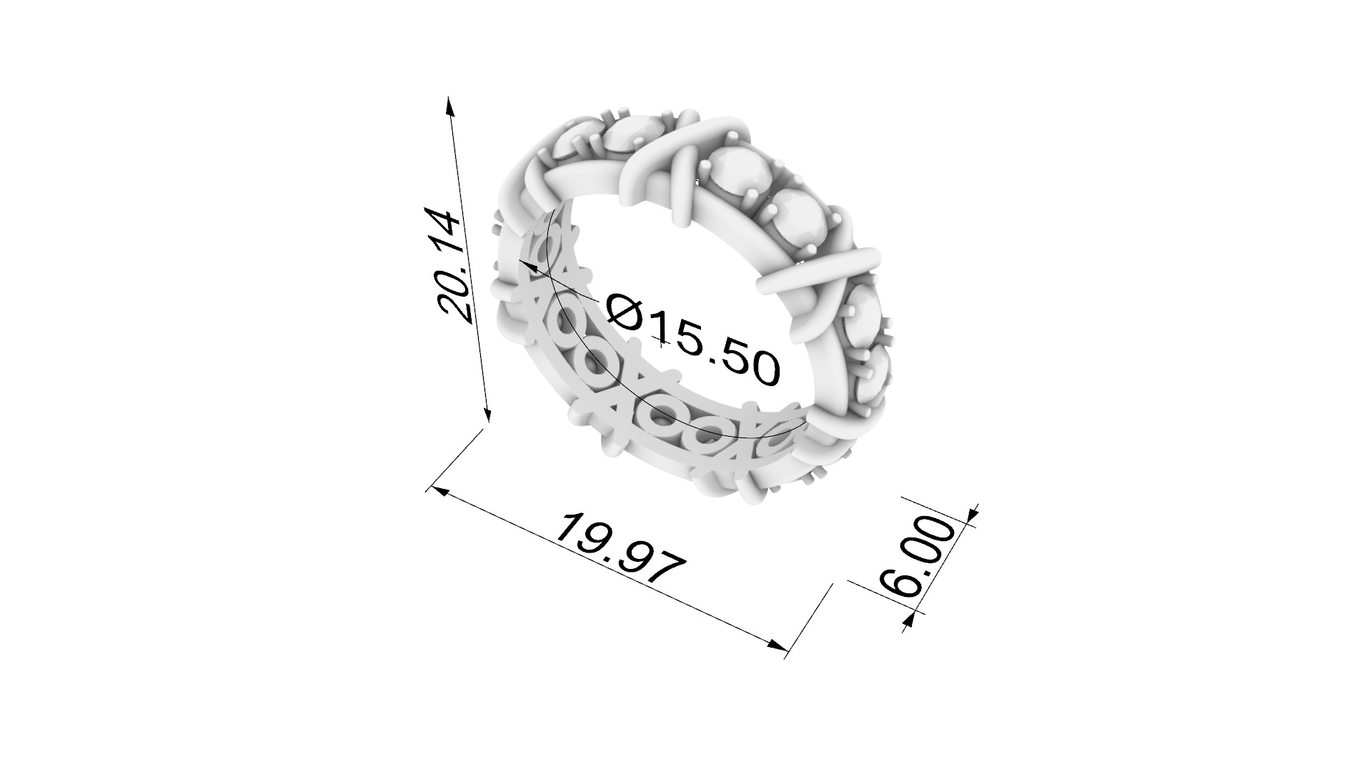 Crossed Eternity Ring JDBCo 3D print model_1