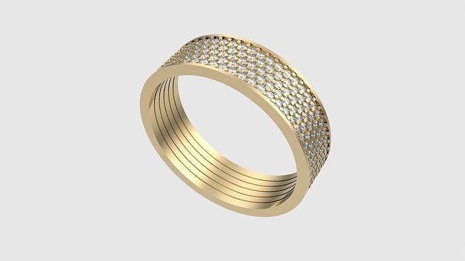 Dazzling Multi-Row Pave Ring JDBCo 3D print model
