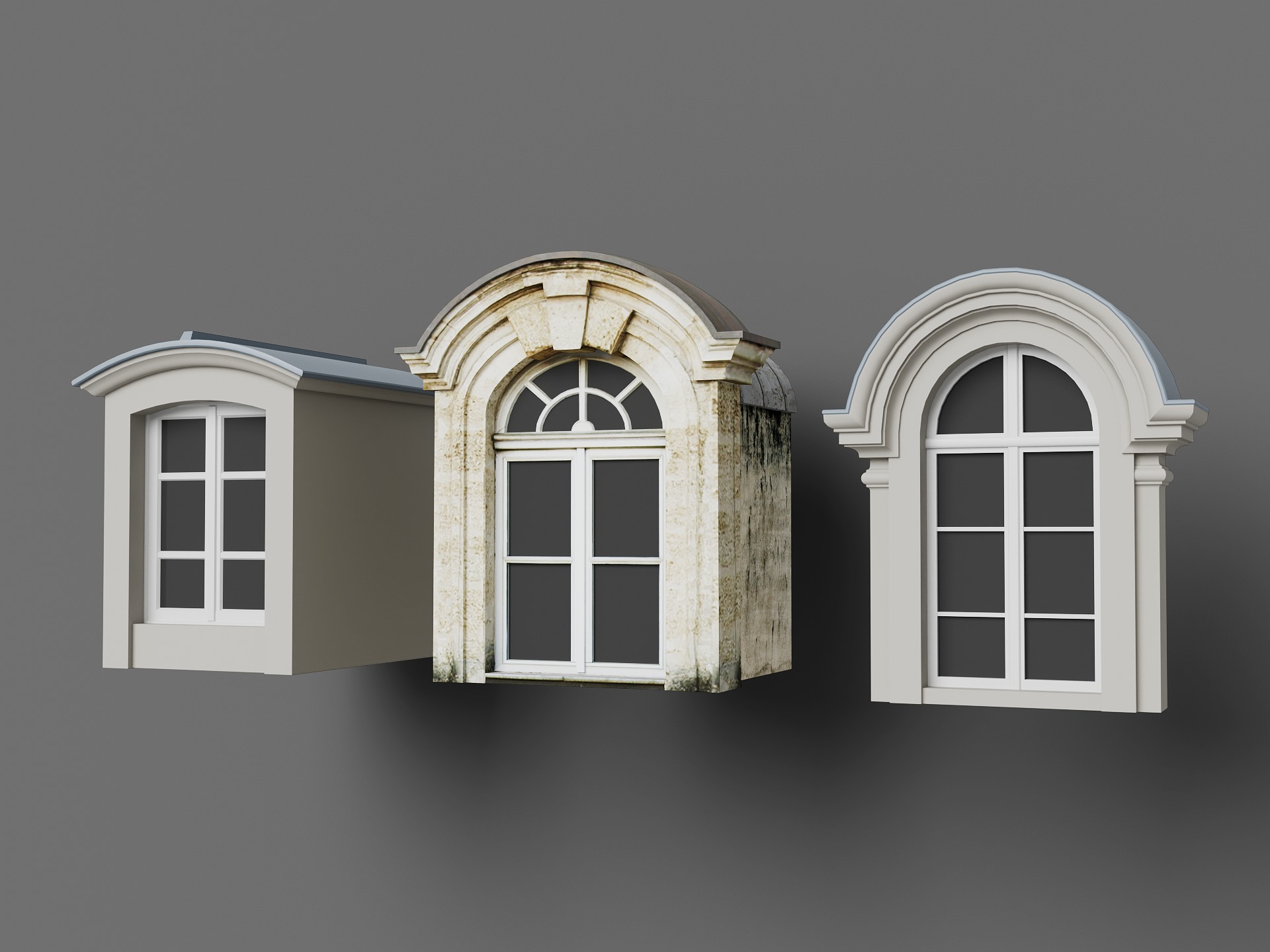Collection of Classical Dormer Windows Low-poly 3D model_5