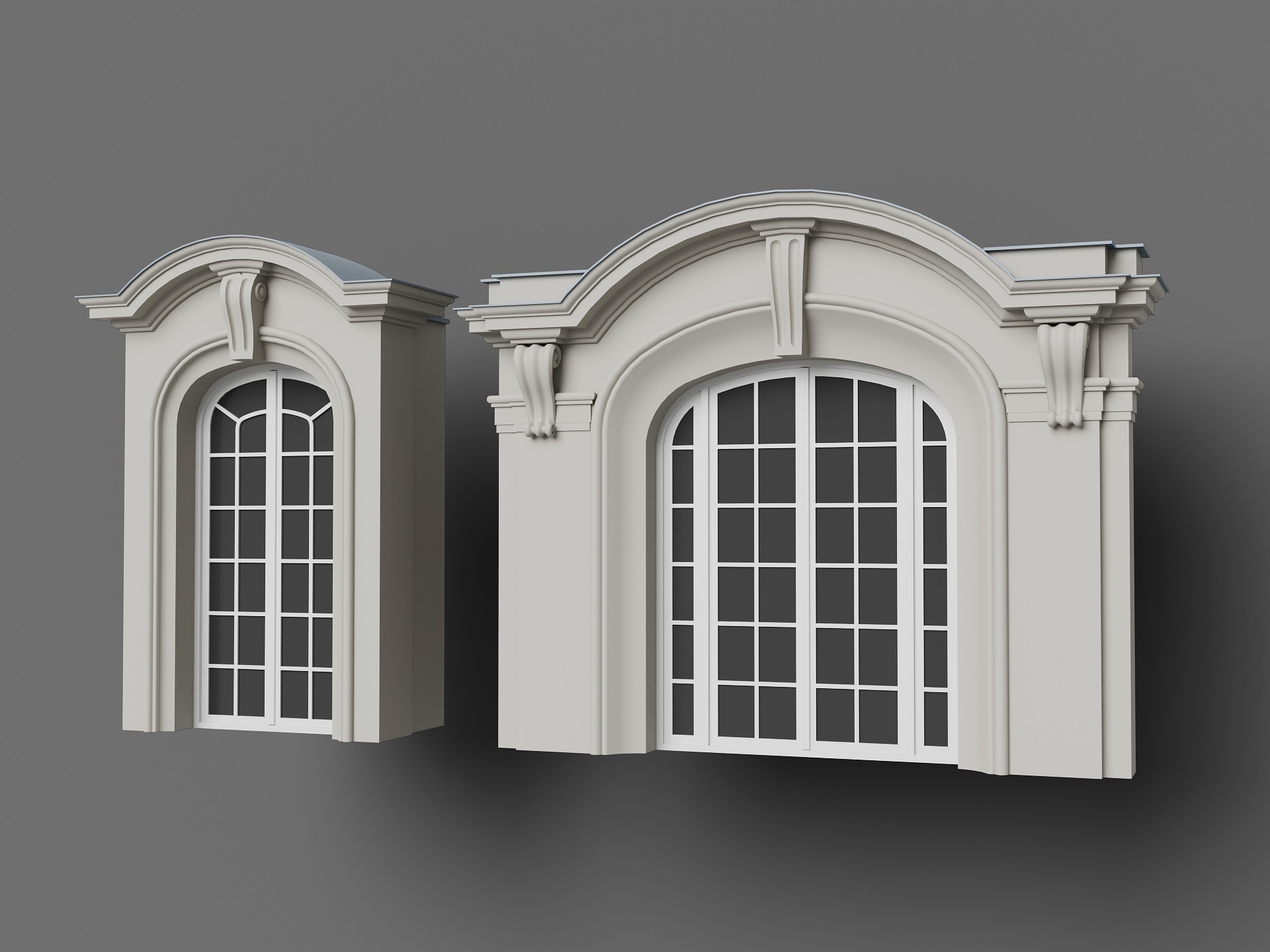 Collection of Classical Dormer Windows Low-poly 3D model_1