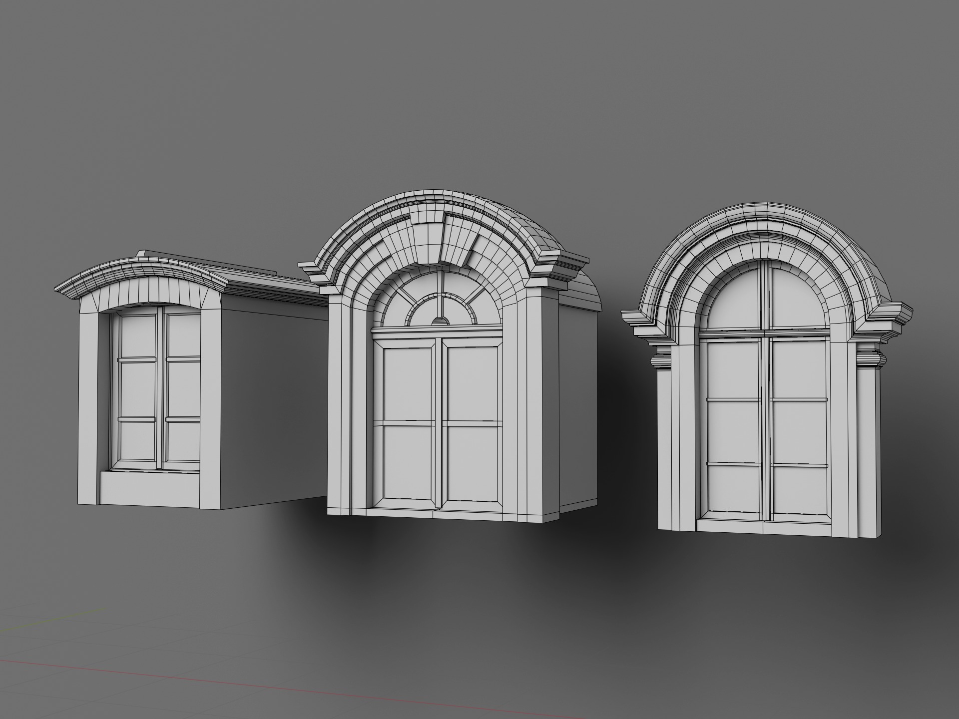 Collection of Classical Dormer Windows Low-poly 3D model_6
