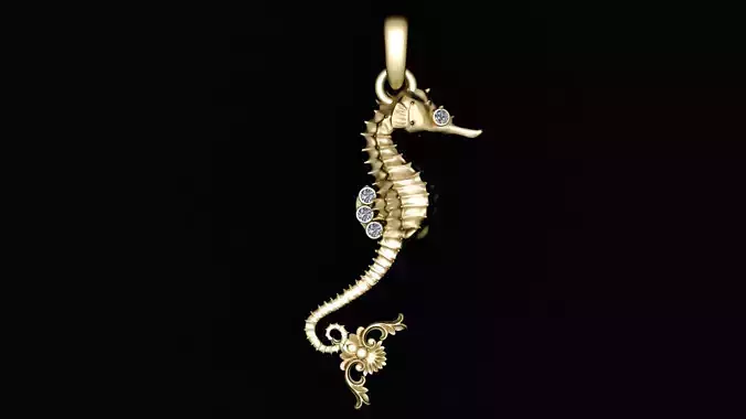 SEAHORSE FISH PENDANT 3D PRINTABLE MODEL