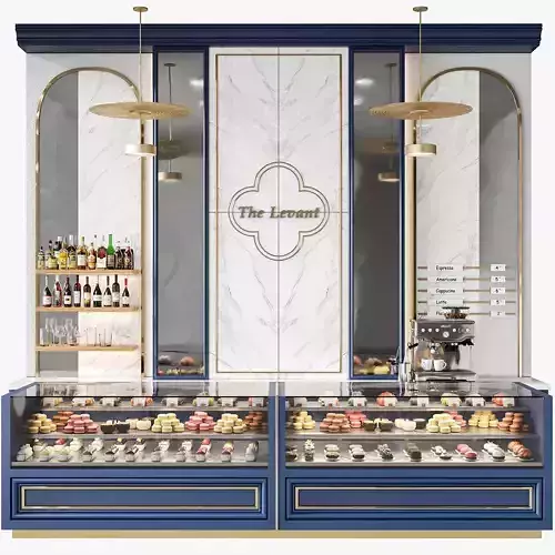 Design project of a confectionery showcase with desserts