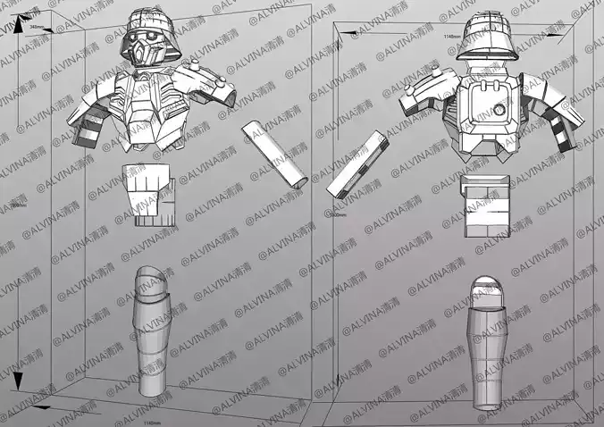 Jin Roh Armor - DIY Cosplay Pepakura Foam Template Low-poly 3D model