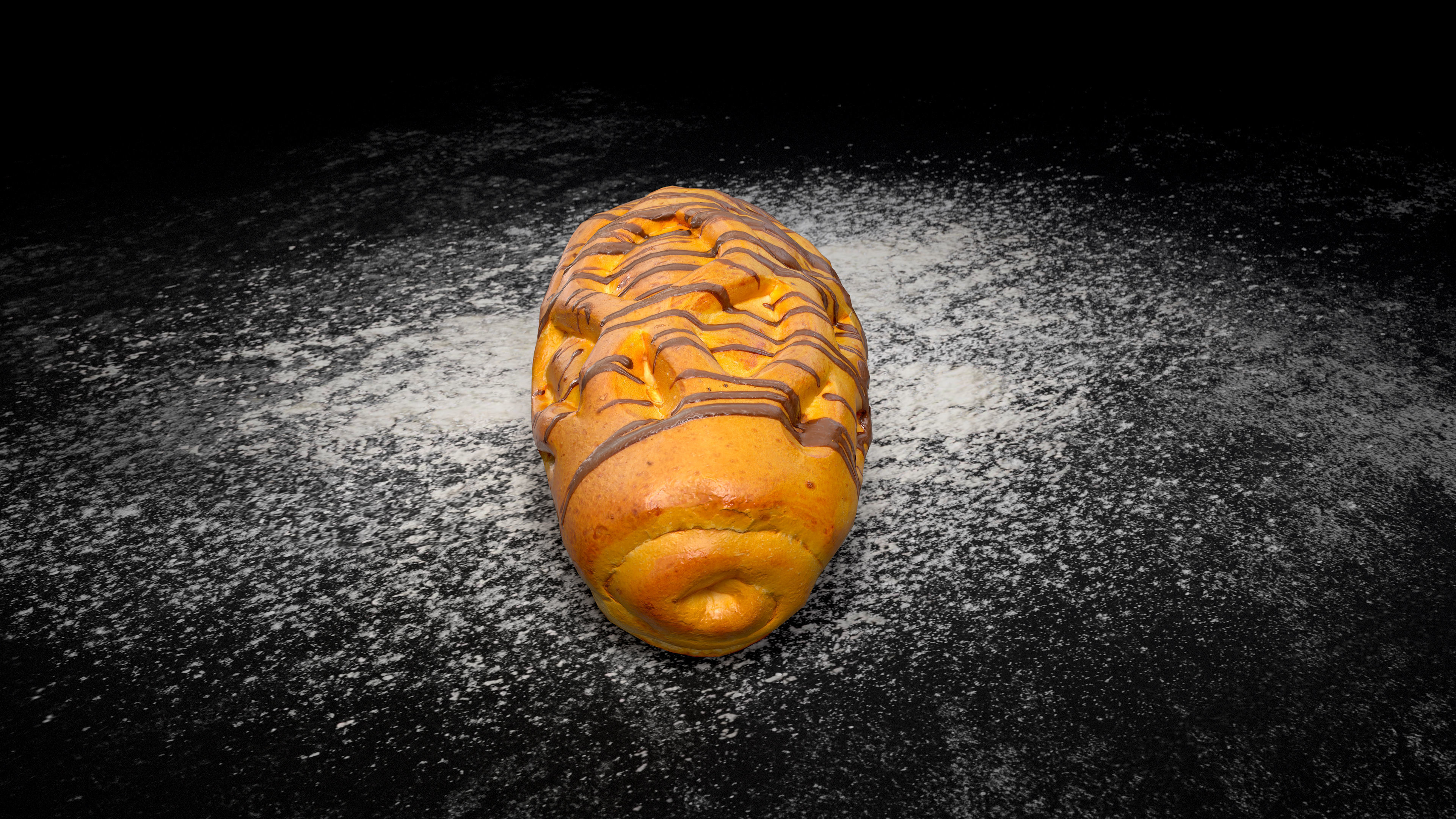 Chocolate Bun PBR Low-poly 3D model_7