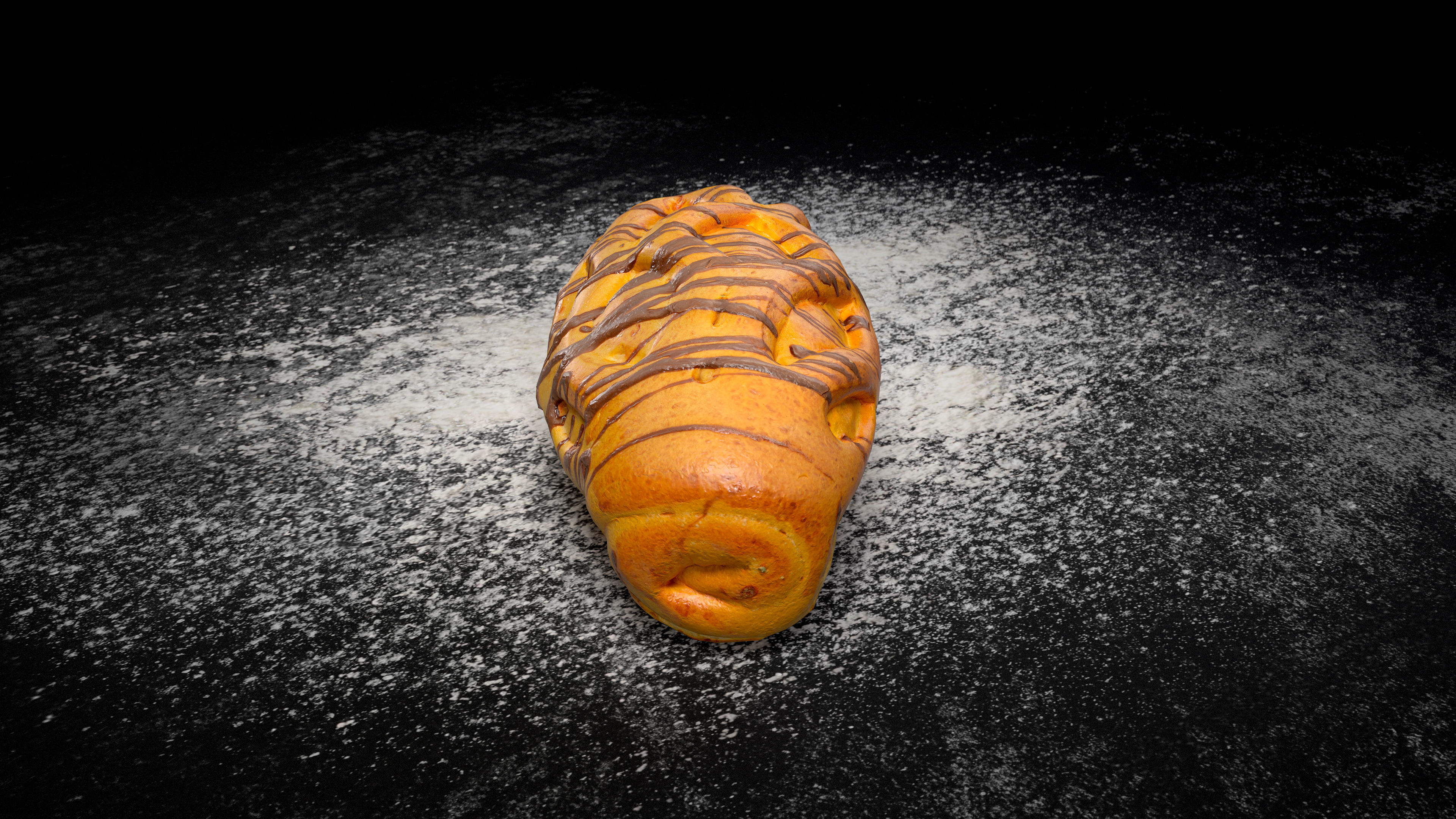 Chocolate Bun PBR Low-poly 3D model_3