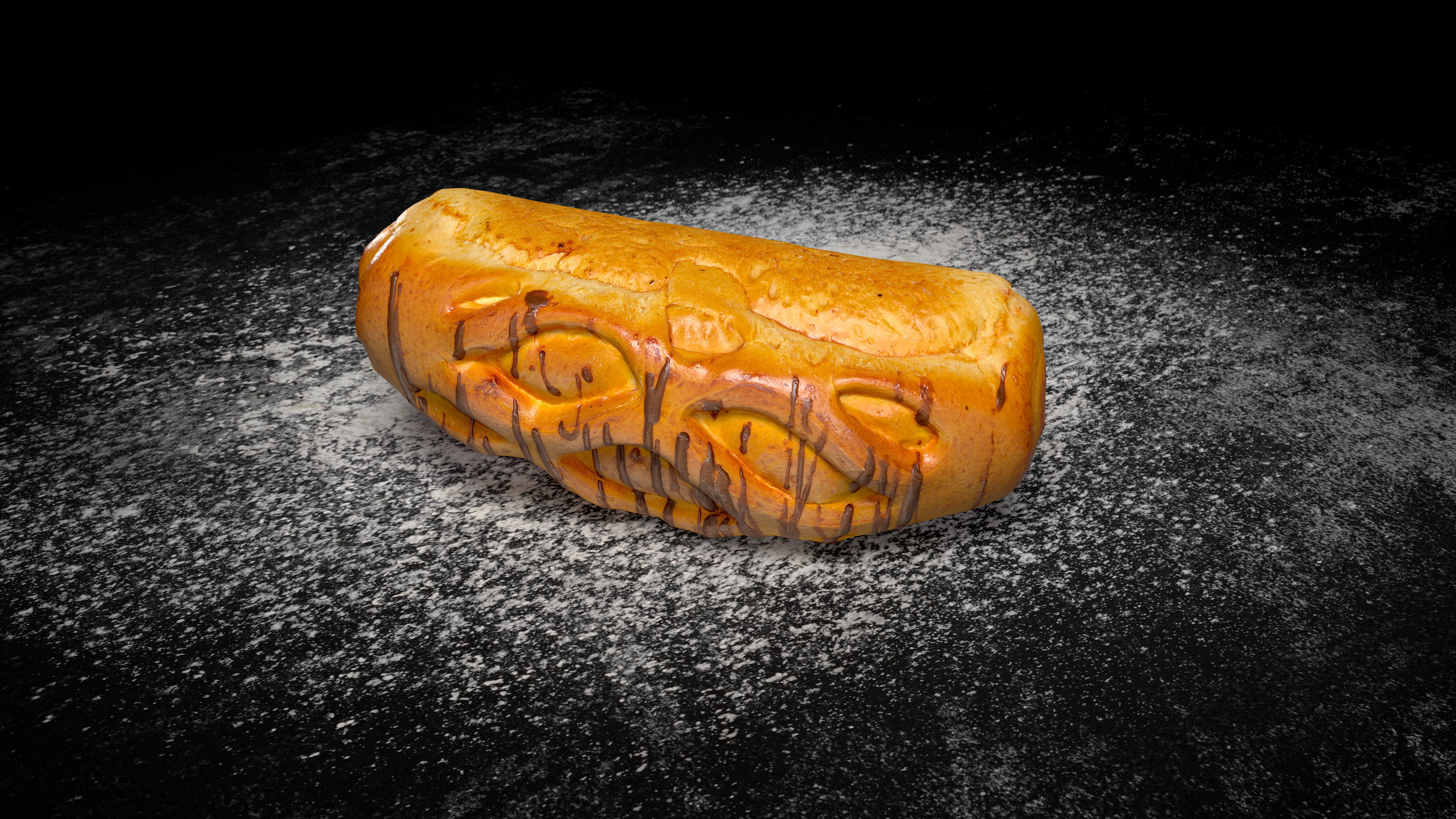 Chocolate Bun PBR Low-poly 3D model_13