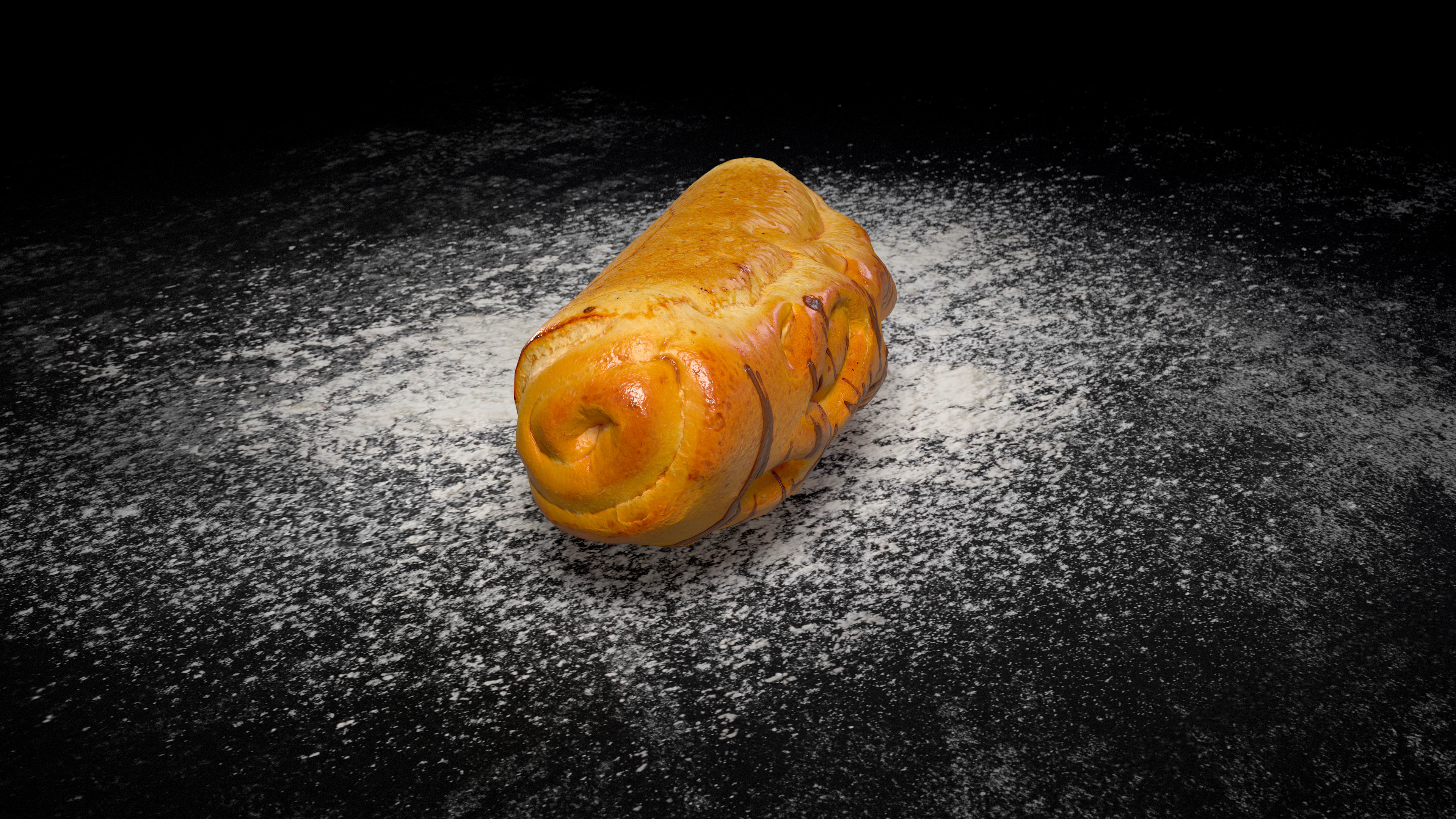 Chocolate Bun PBR Low-poly 3D model_11