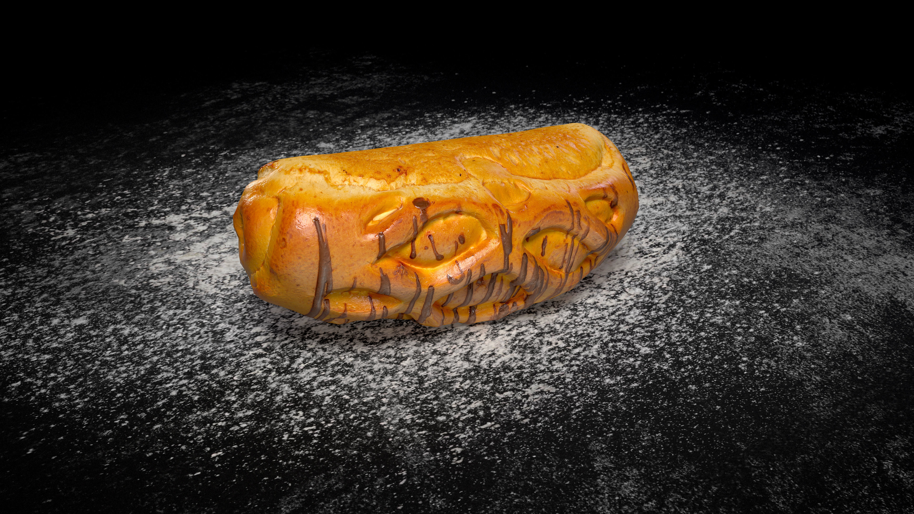 Chocolate Bun PBR Low-poly 3D model_12