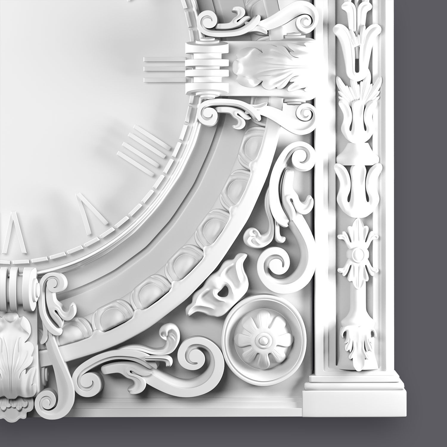 Classic Ornamental Clock 3D model_16
