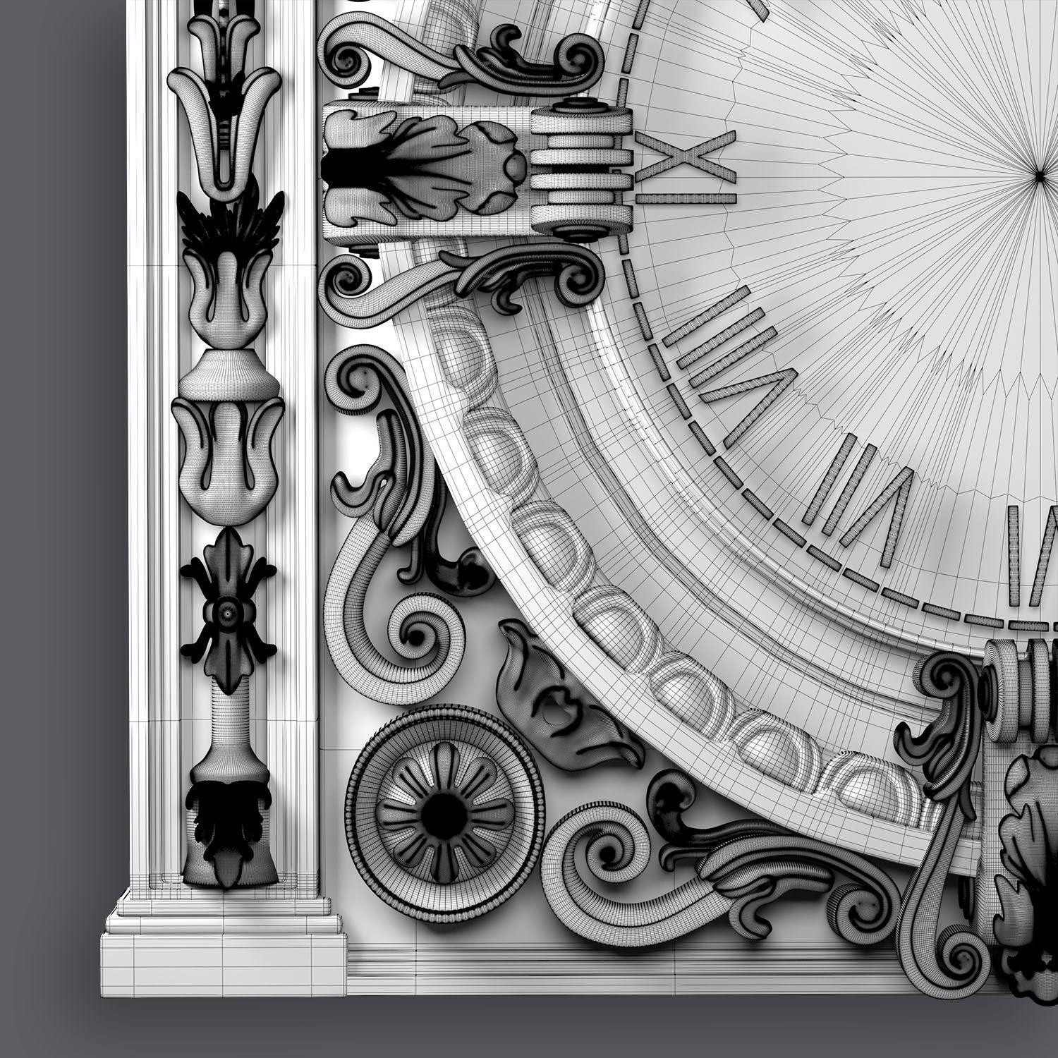 Classic Ornamental Clock 3D model_25