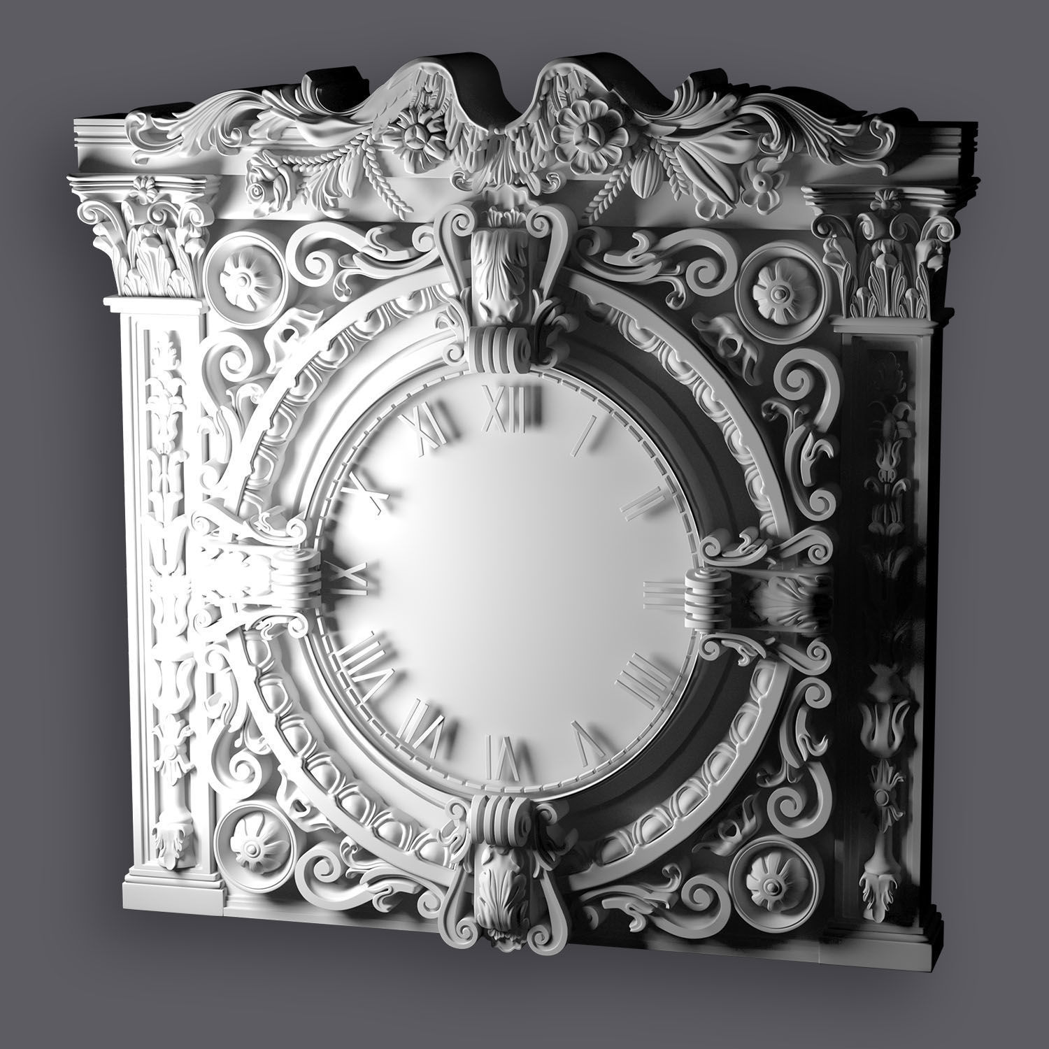 Classic Ornamental Clock 3D model_18