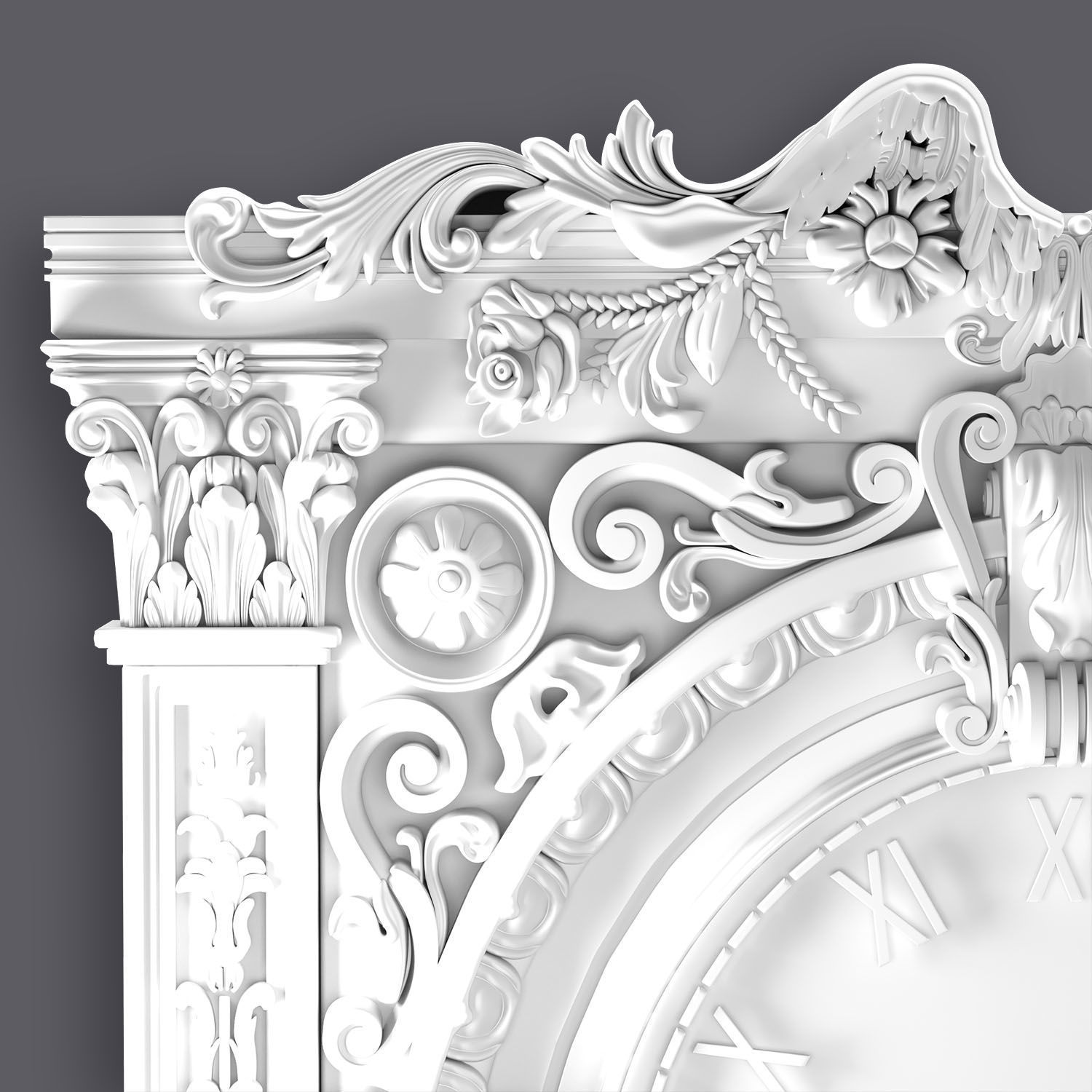 Classic Ornamental Clock 3D model_14