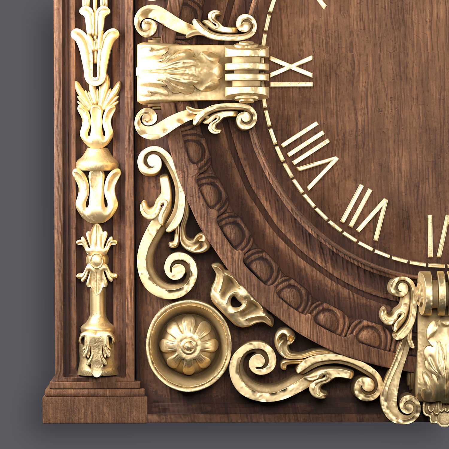 Classic Ornamental Clock 3D model_3
