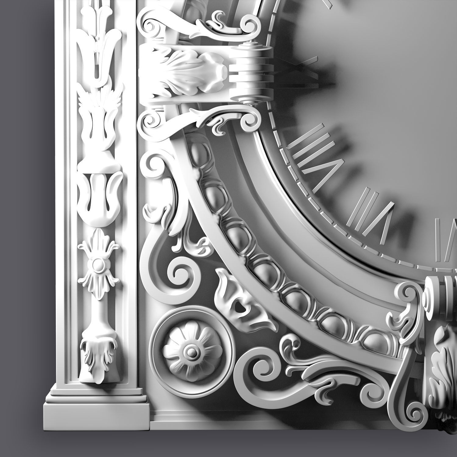 Classic Ornamental Clock 3D model_20
