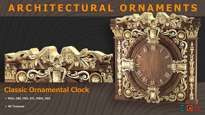 Classic Ornamental Clock 3D model