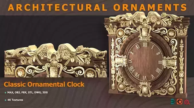 Classic Ornamental Clock 3D model