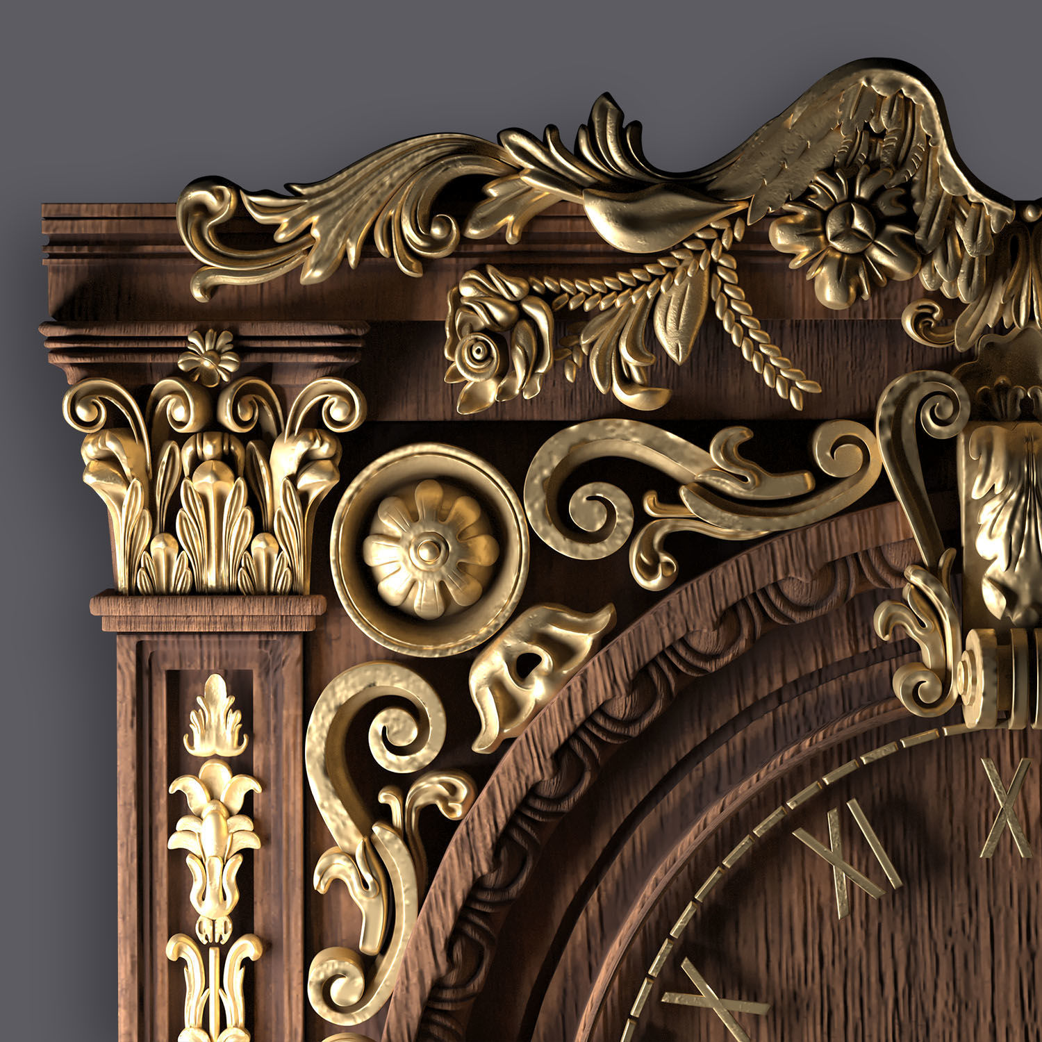 Classic Ornamental Clock 3D model_9