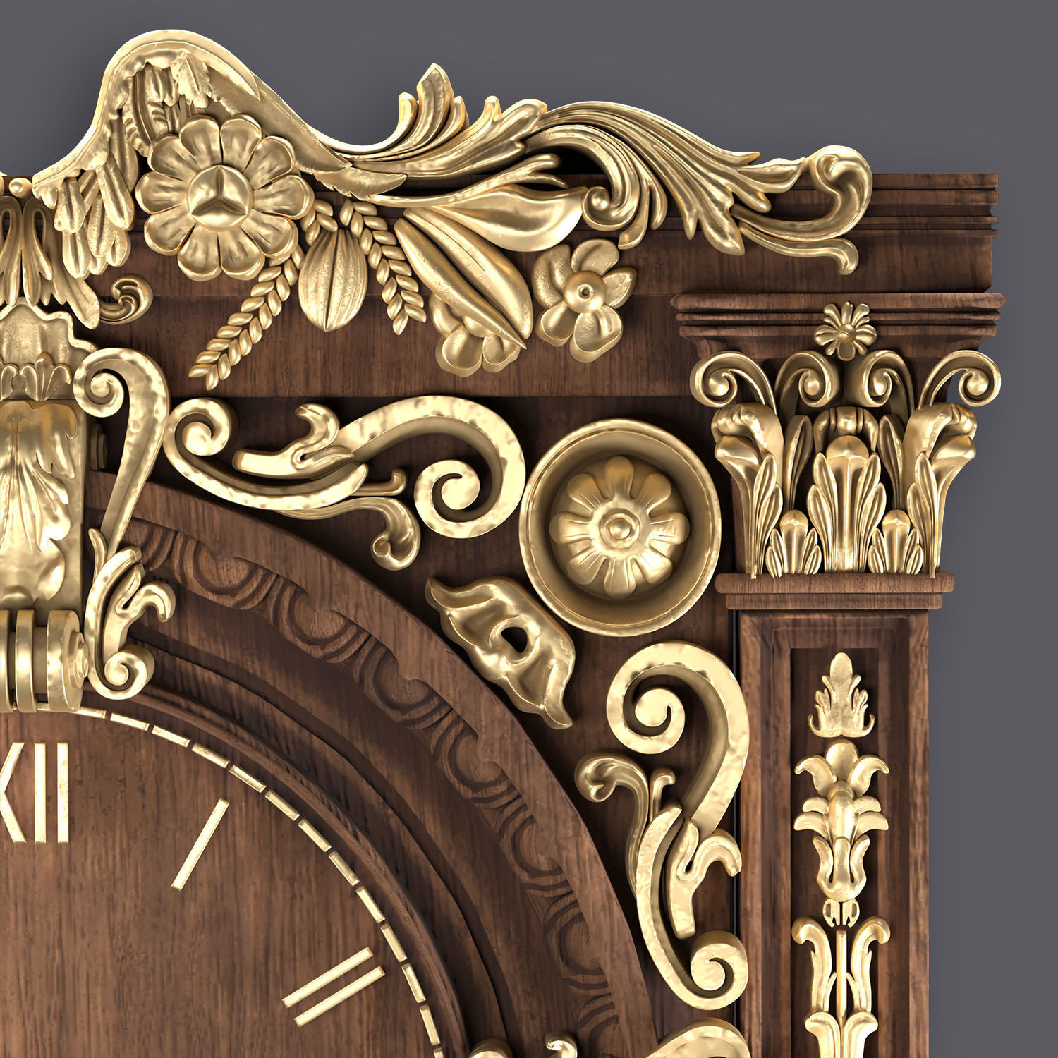 Classic Ornamental Clock 3D model_5