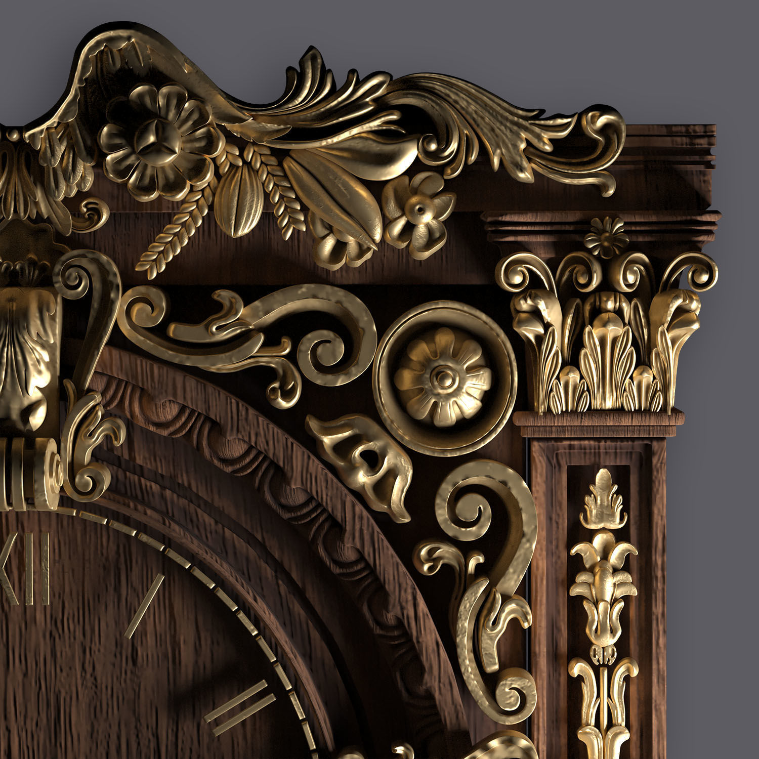 Classic Ornamental Clock 3D model_12