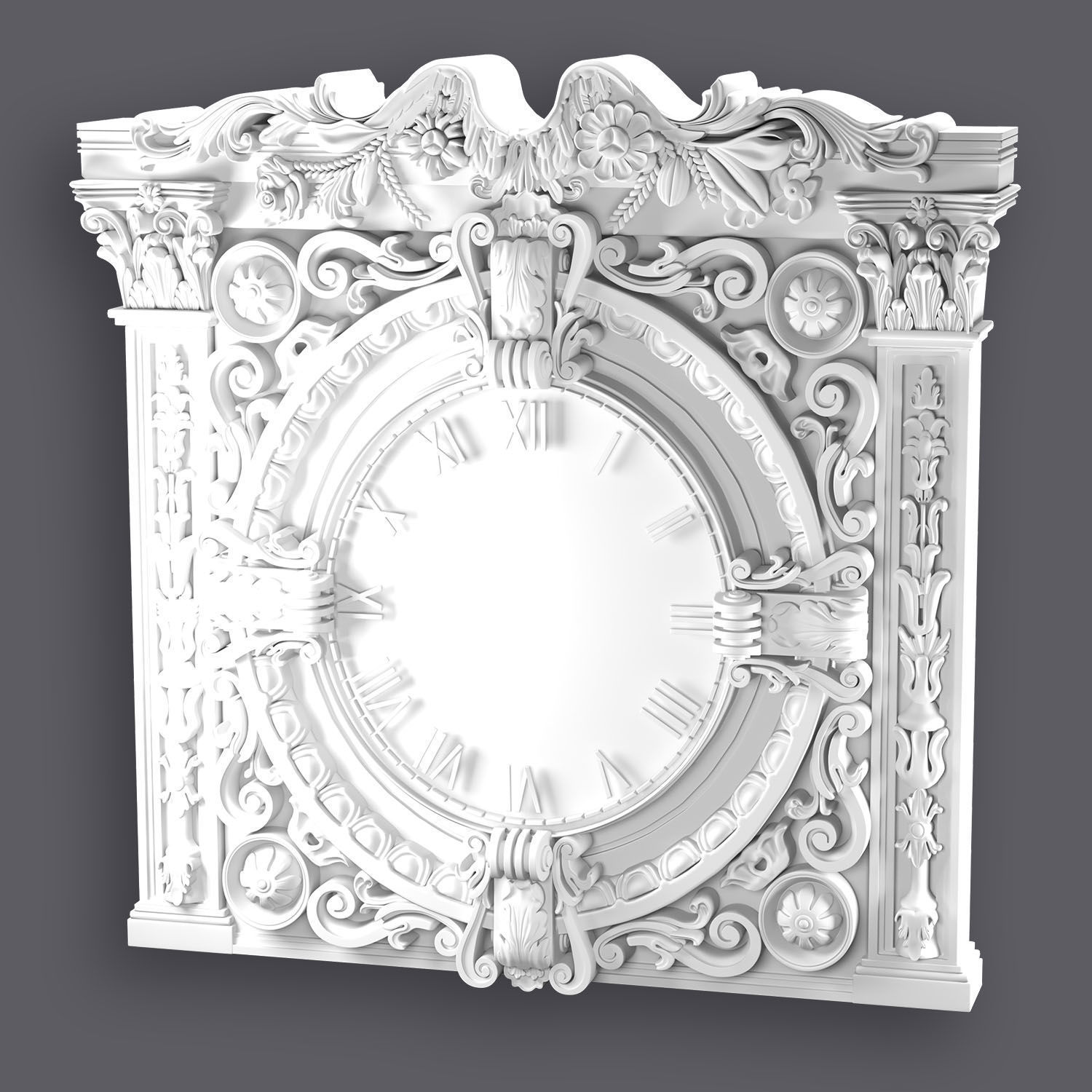 Classic Ornamental Clock 3D model_13