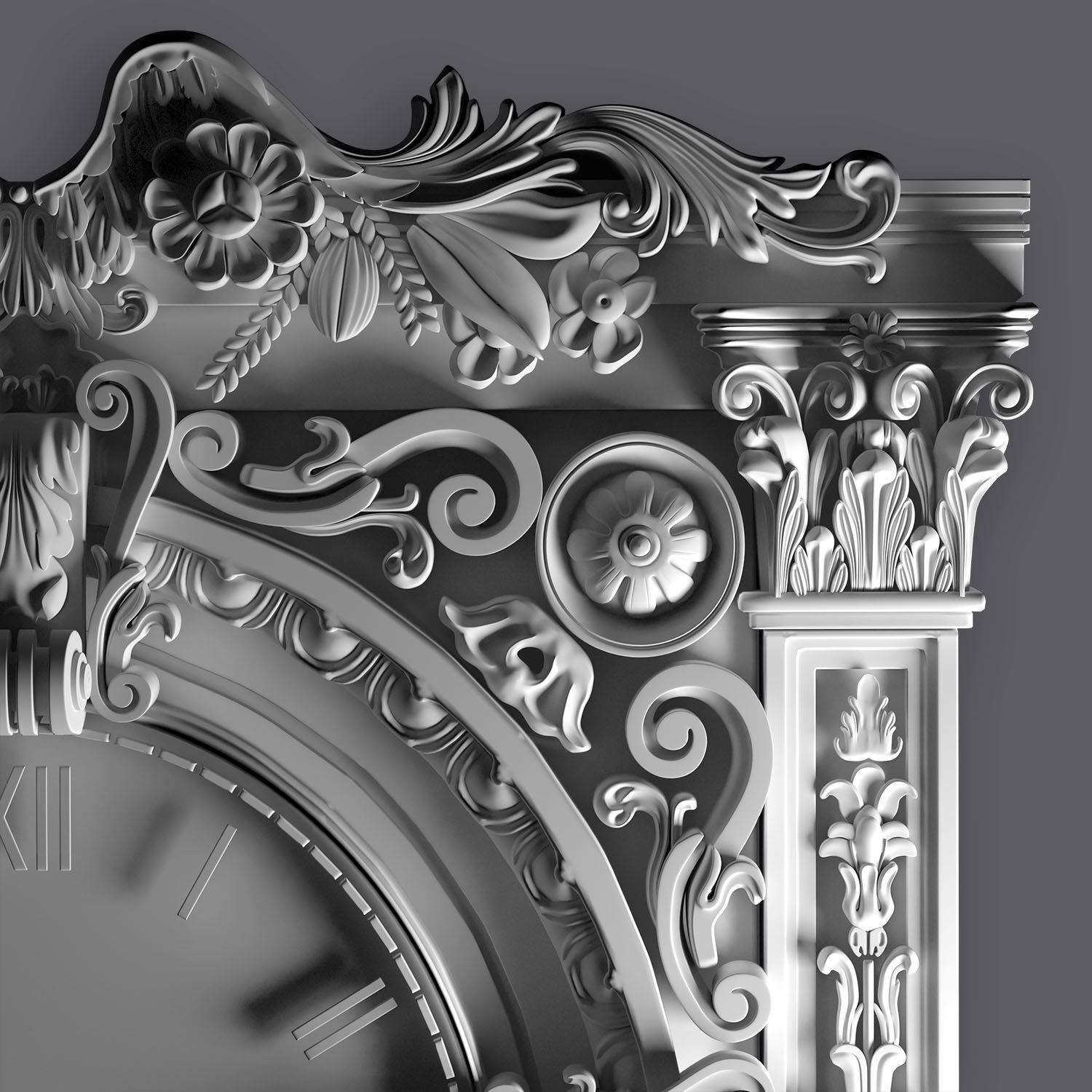 Classic Ornamental Clock 3D model_22