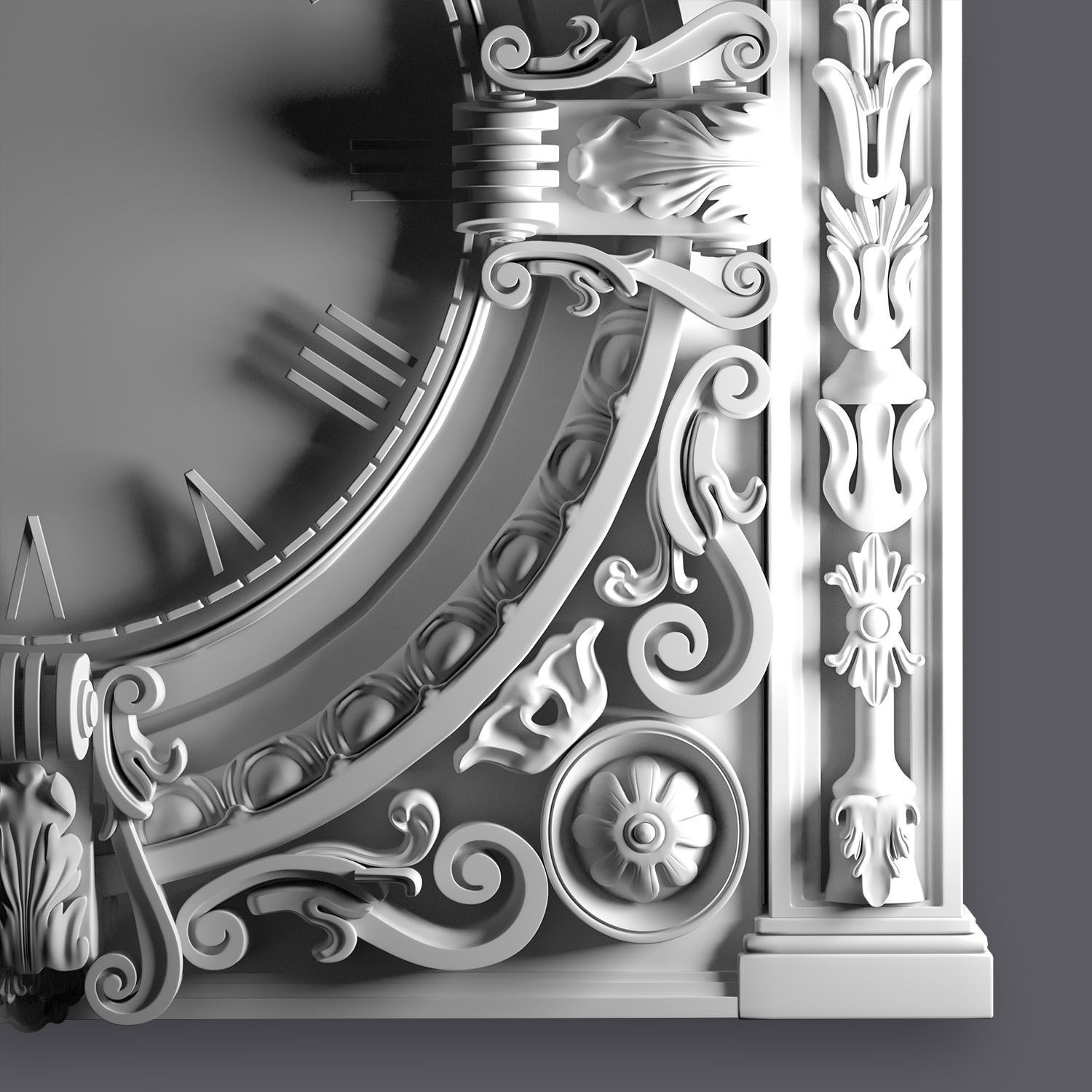 Classic Ornamental Clock 3D model_21