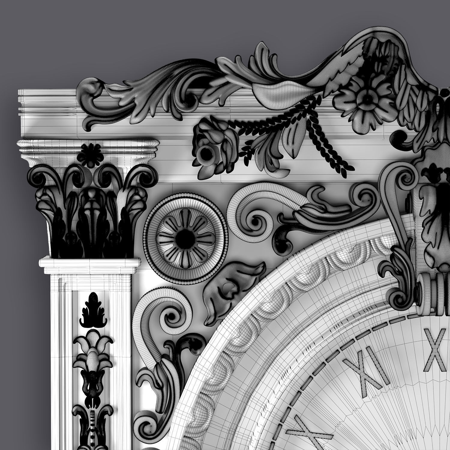 Classic Ornamental Clock 3D model_24