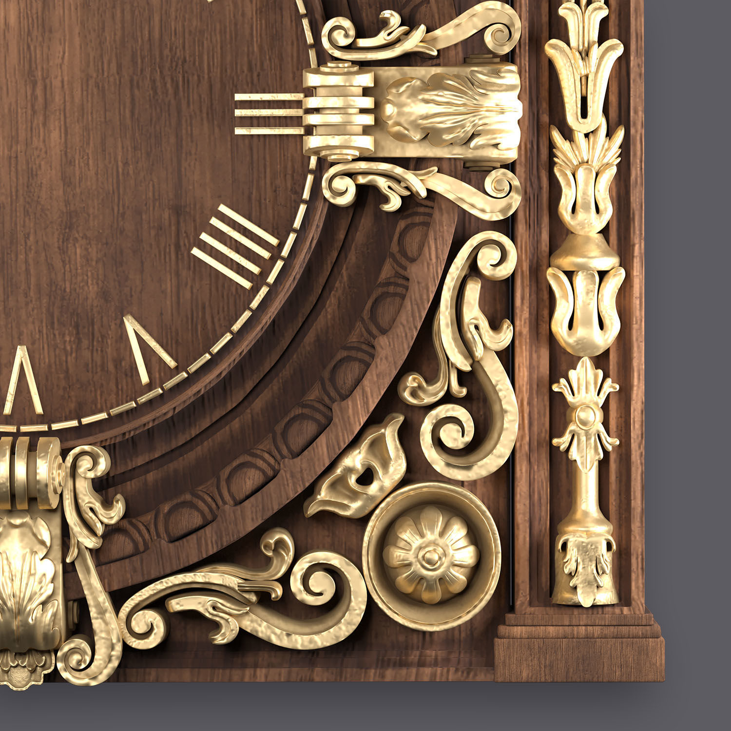 Classic Ornamental Clock 3D model_4