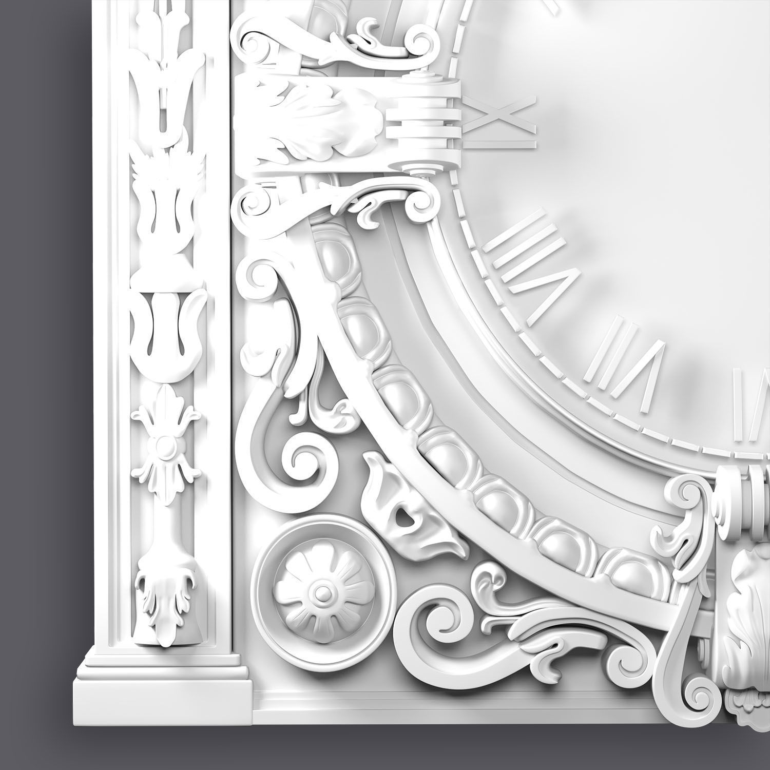 Classic Ornamental Clock 3D model_15