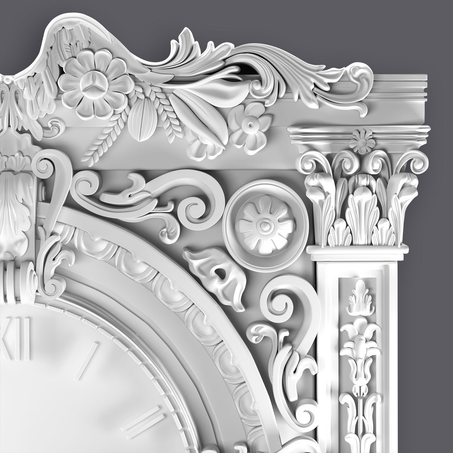 Classic Ornamental Clock 3D model_17