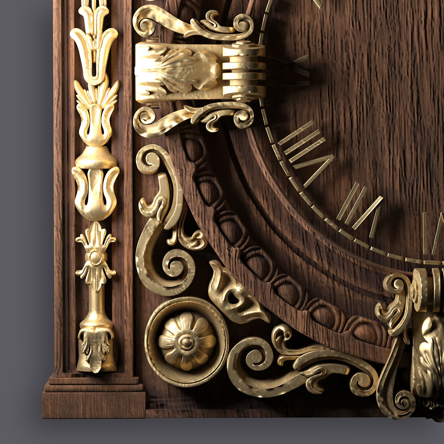 Classic Ornamental Clock 3D model_10