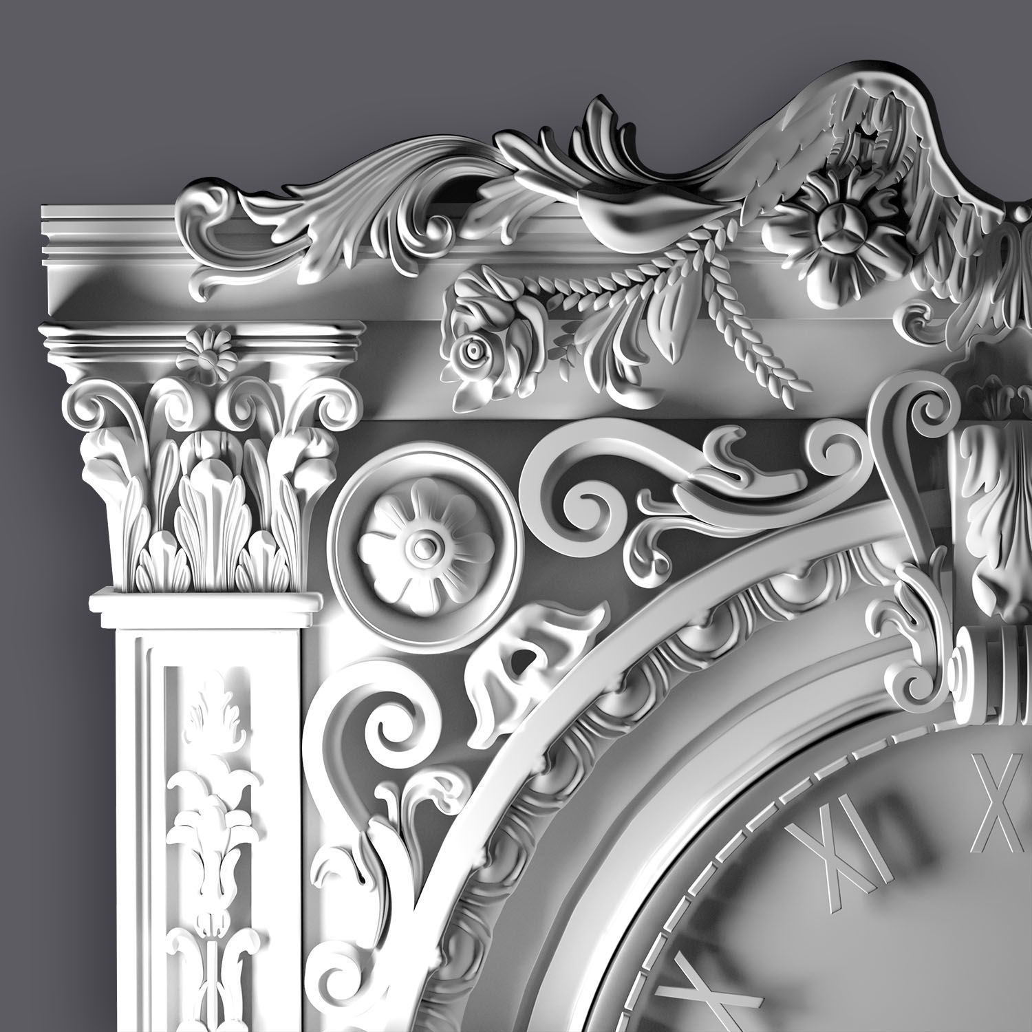Classic Ornamental Clock 3D model_19