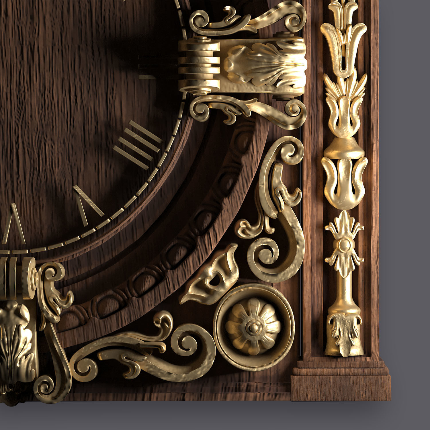 Classic Ornamental Clock 3D model_11