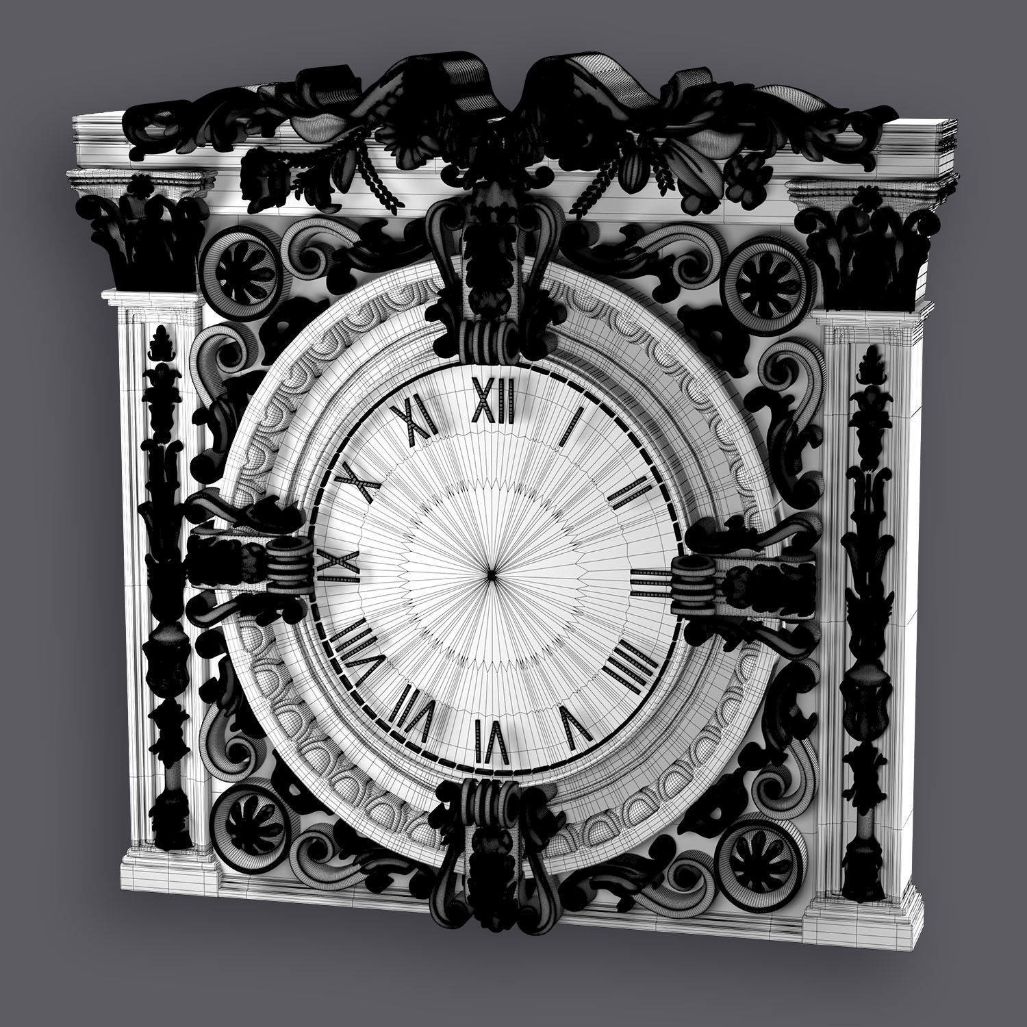 Classic Ornamental Clock 3D model_23