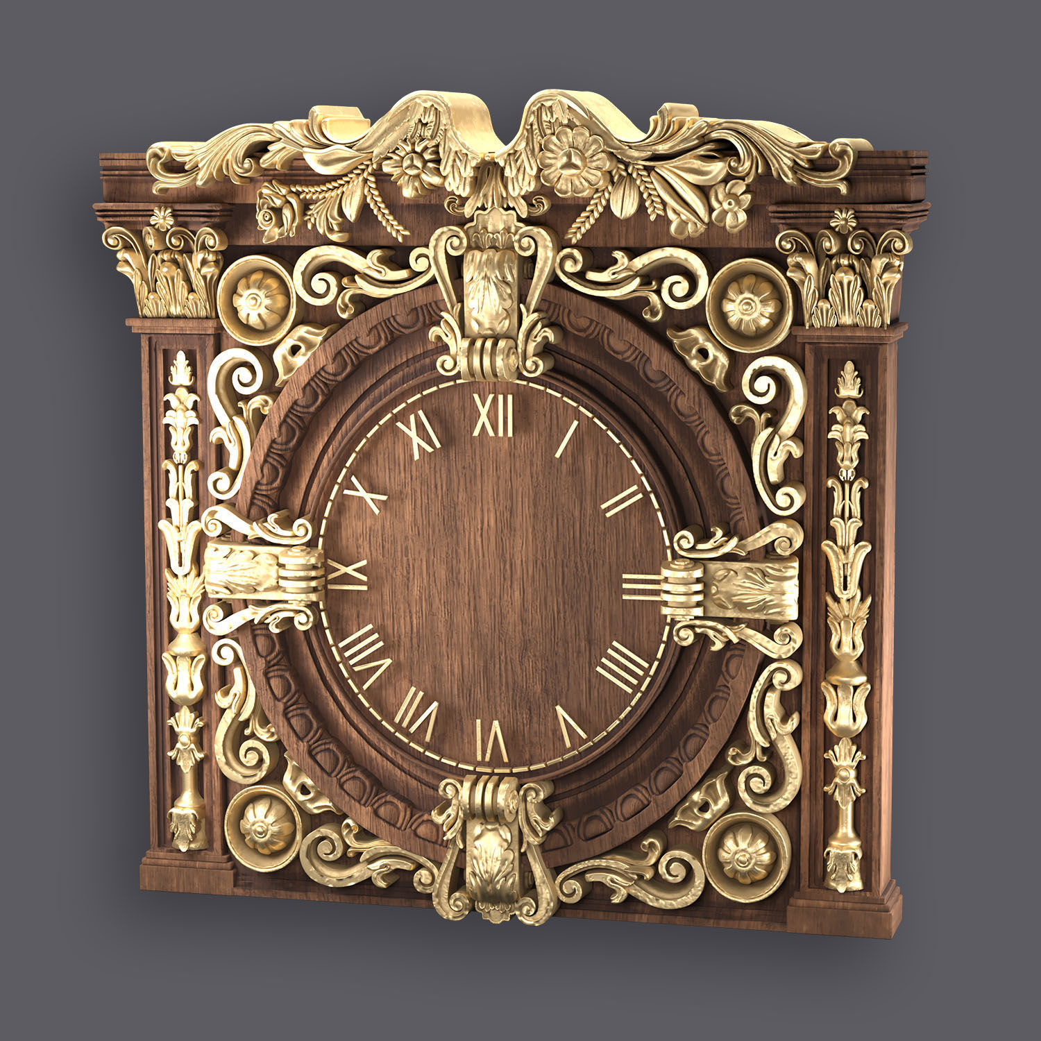 Classic Ornamental Clock 3D model_1