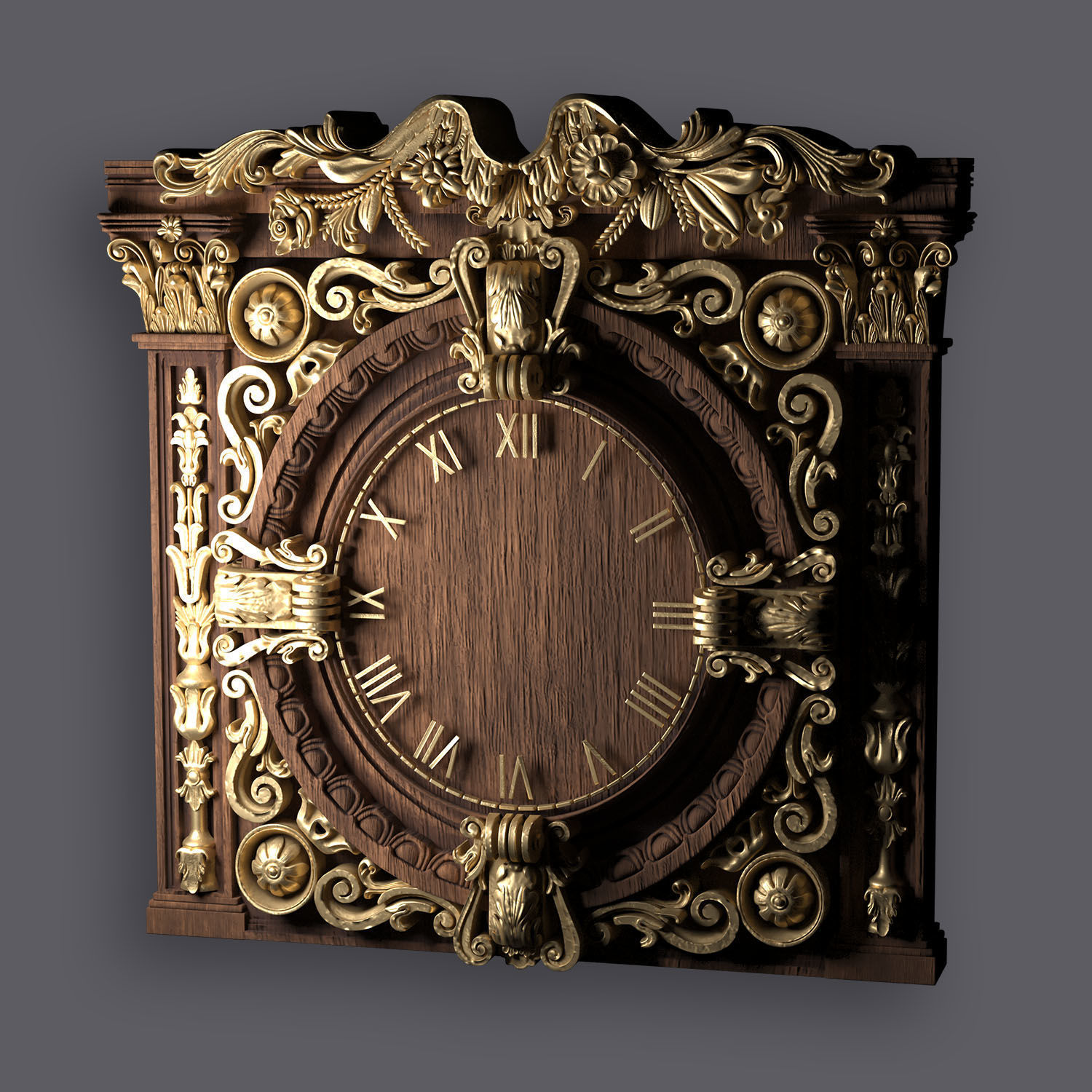 Classic Ornamental Clock 3D model_8