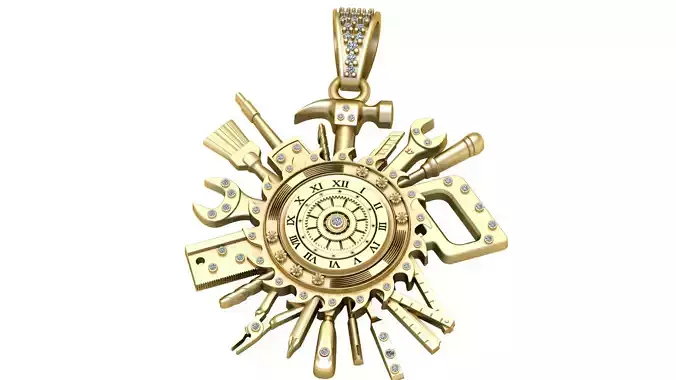 COMPASS AND TOOLKIT PENDANT 3D PRINTABLE MODEL
